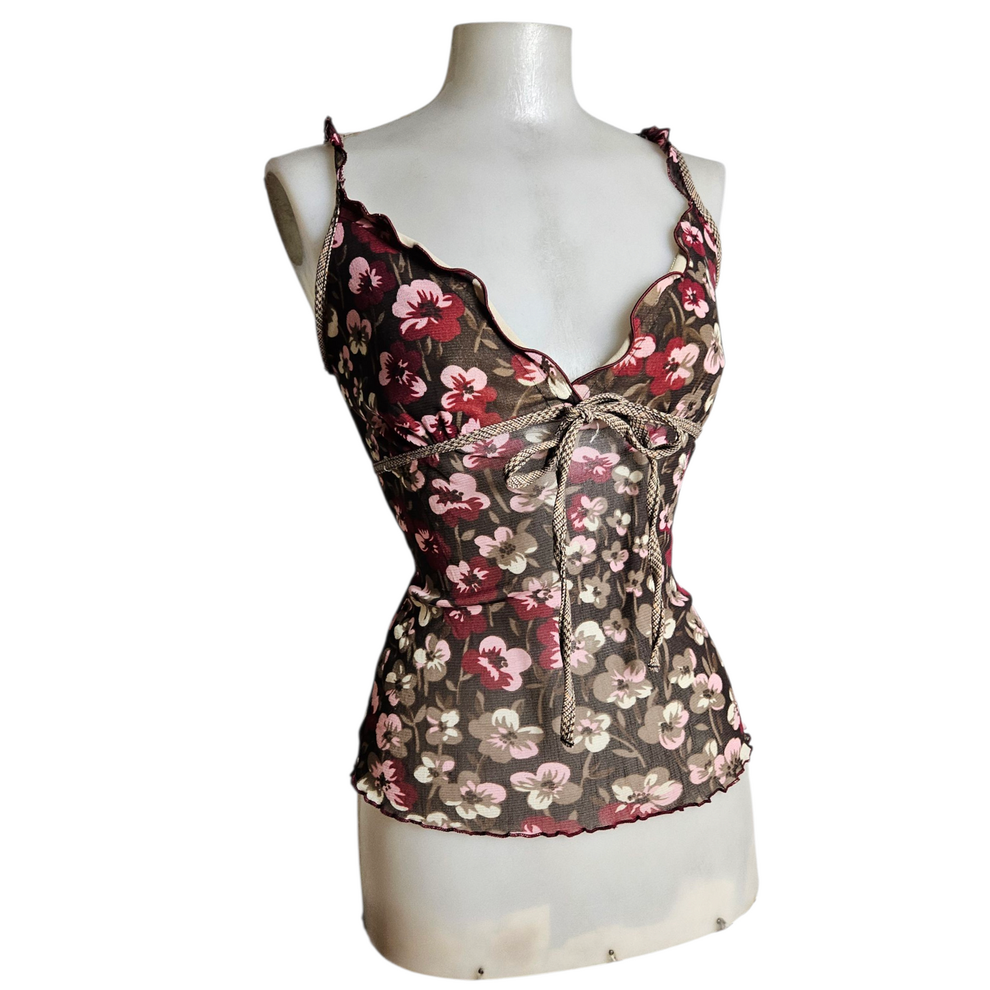 Haut en voile motif floral