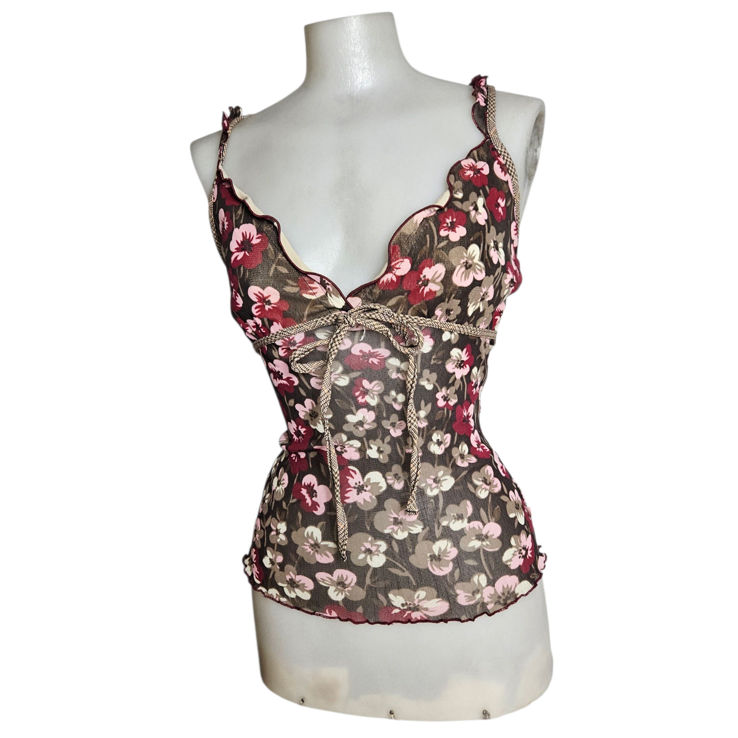 Haut en voile motif floral