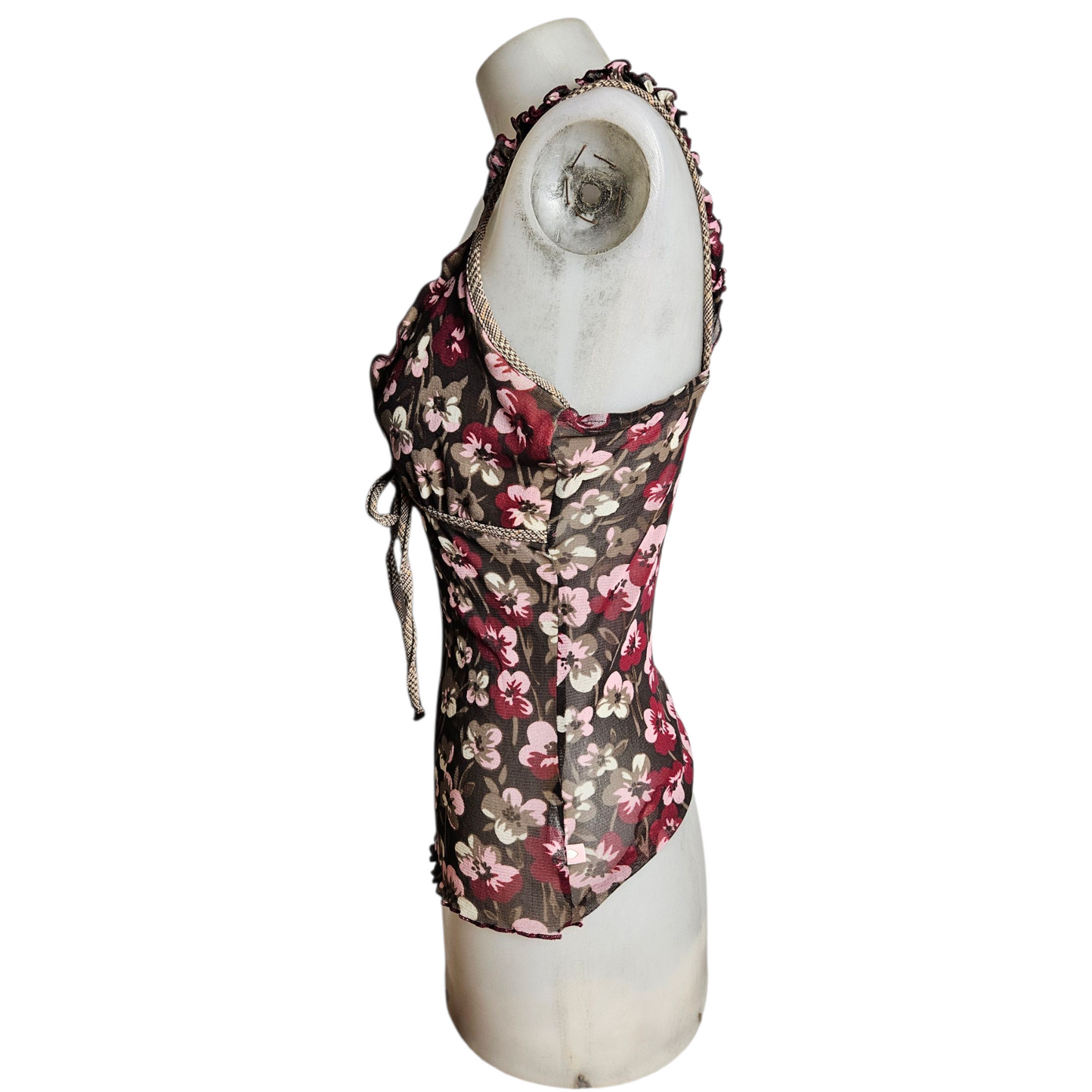 Haut en voile motif floral