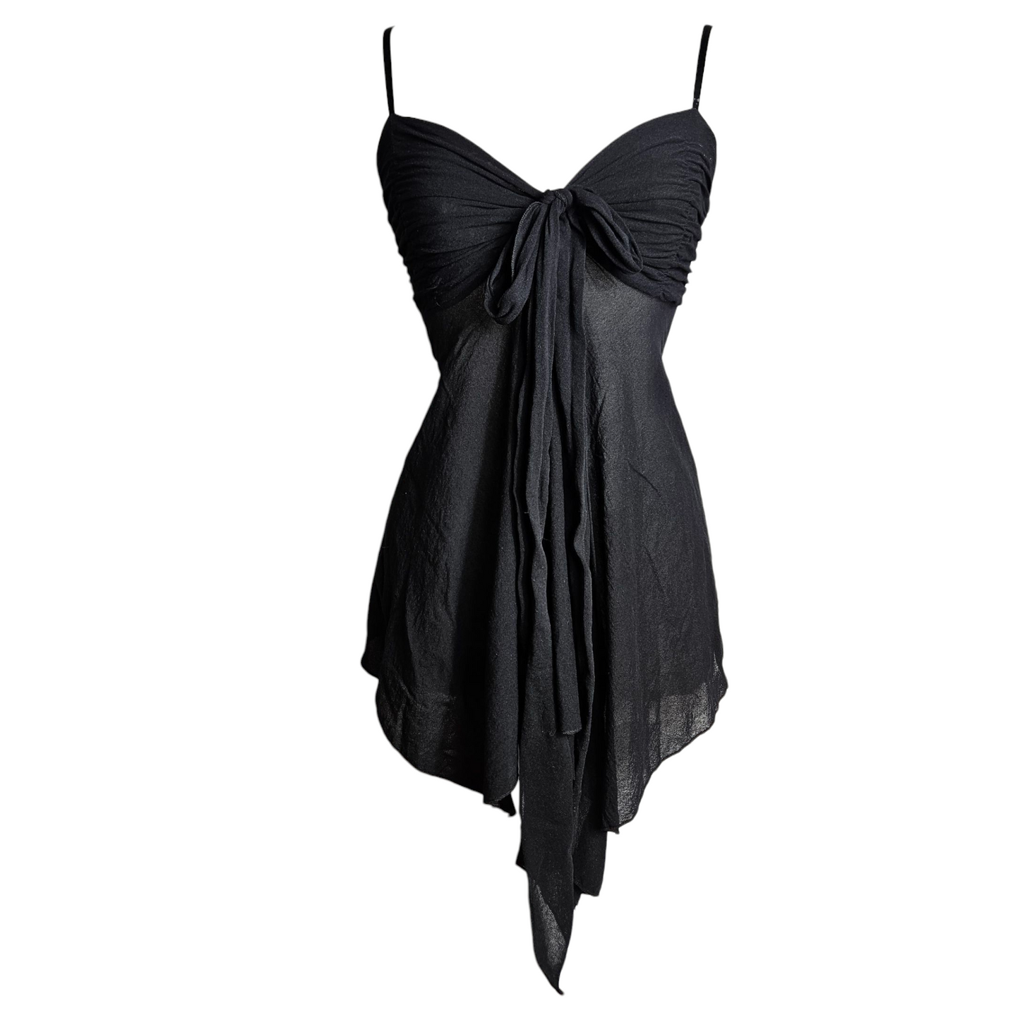 Haut asymétrique en voile noir avec noeud