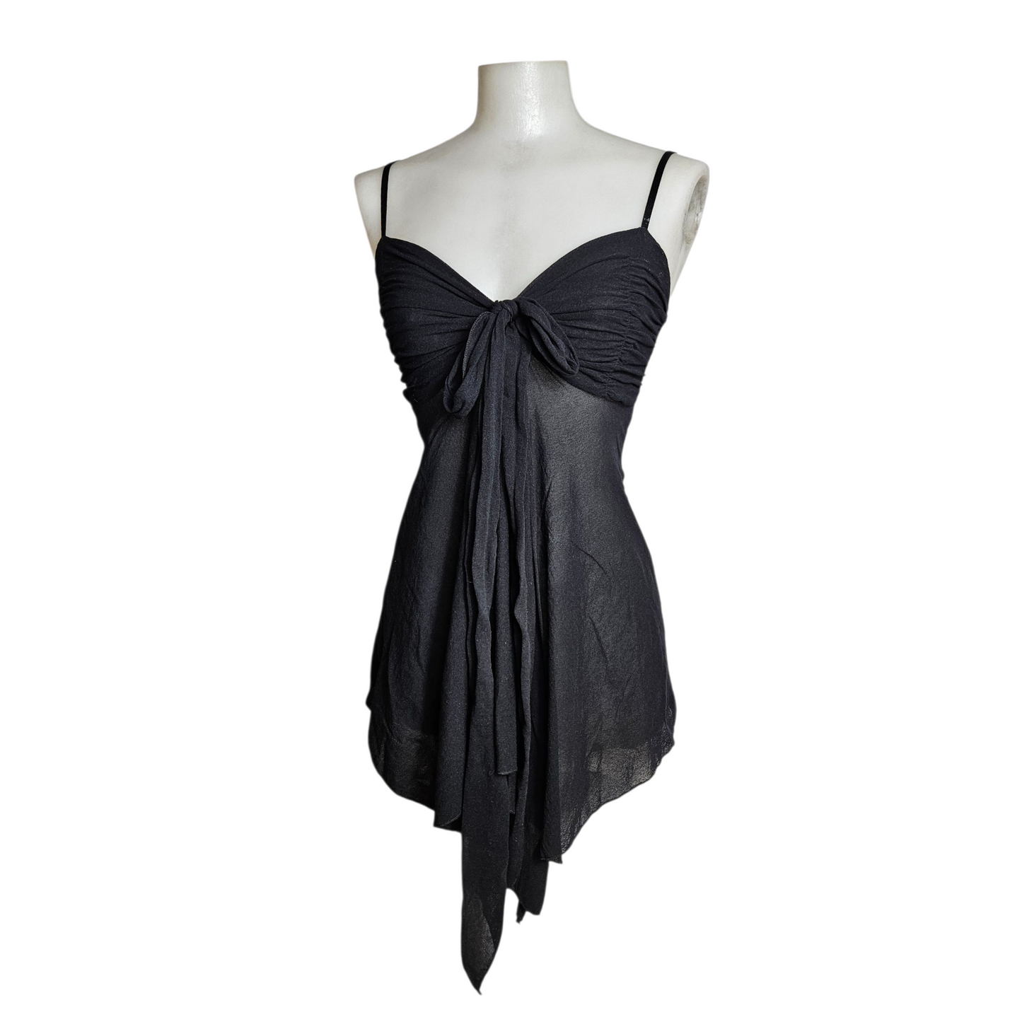Haut asymétrique en voile noir avec noeud