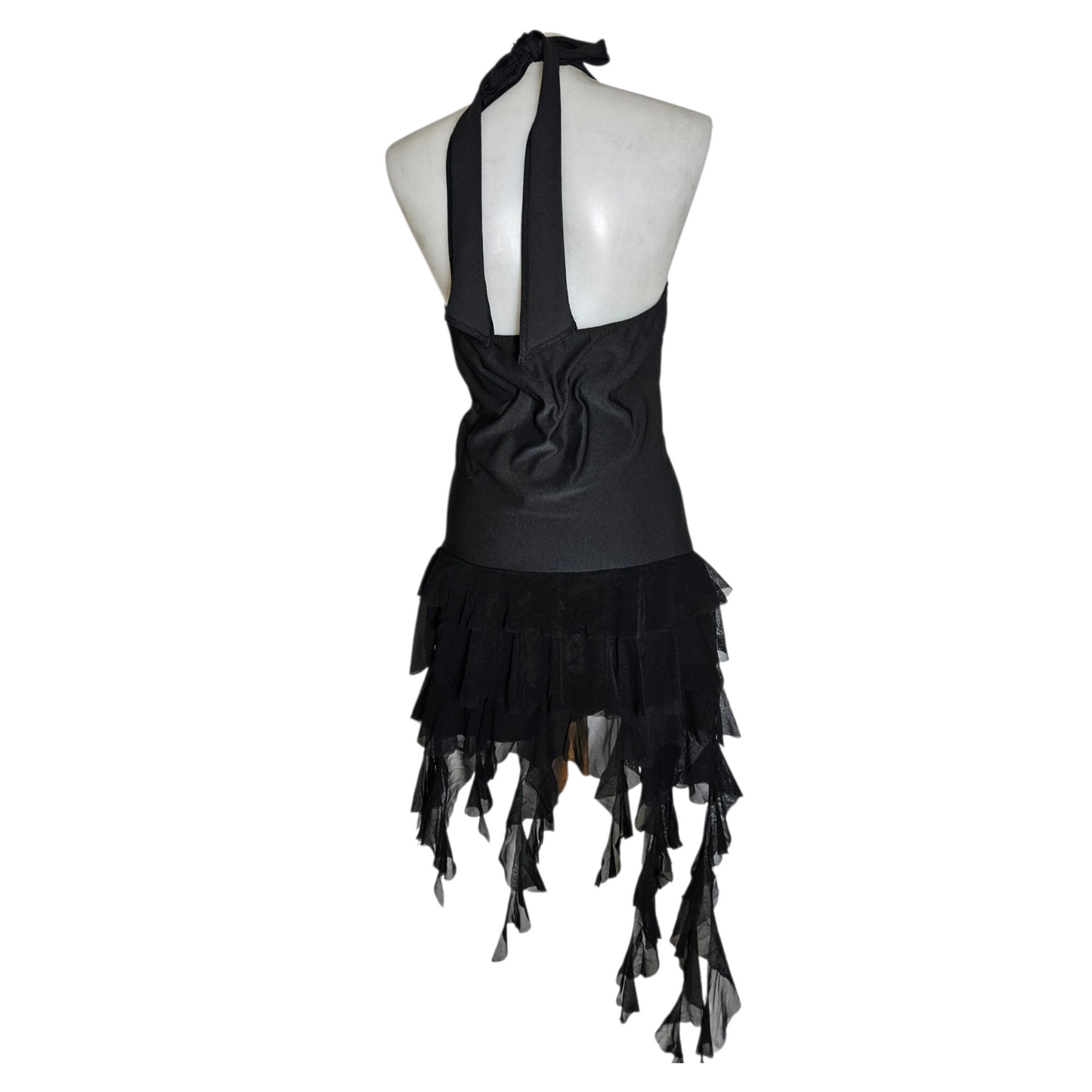 Robe dos nu asymétrique à volants