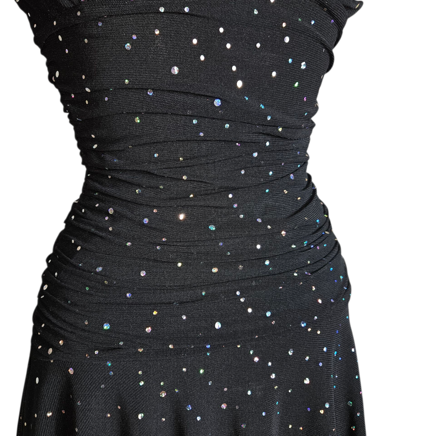 Robe asymétrique en voile détails strass