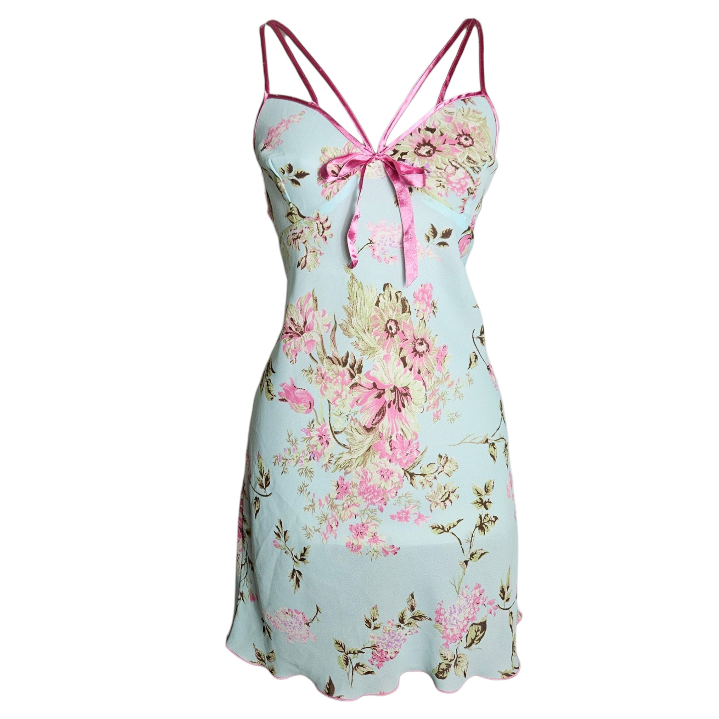 Robe en voile fleurie bleue