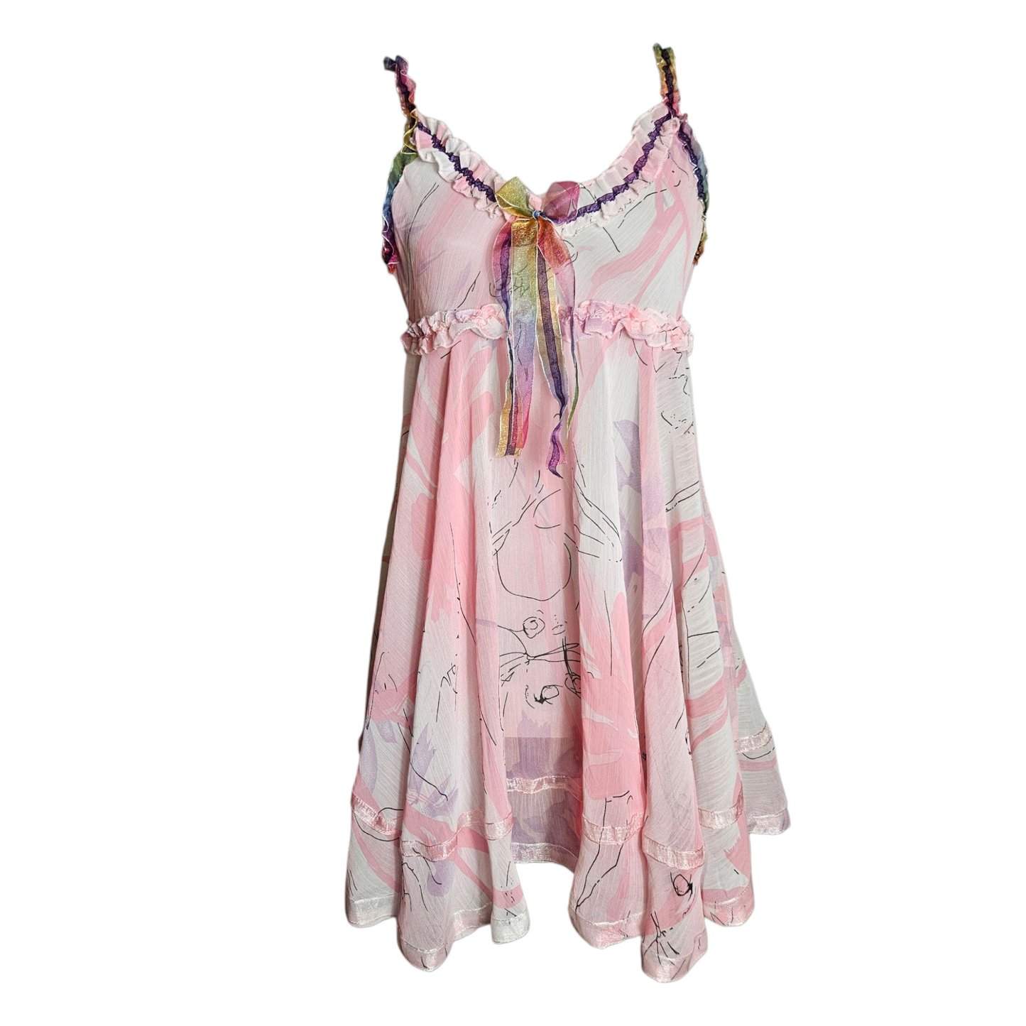 Robe babydoll transparente en voile rose