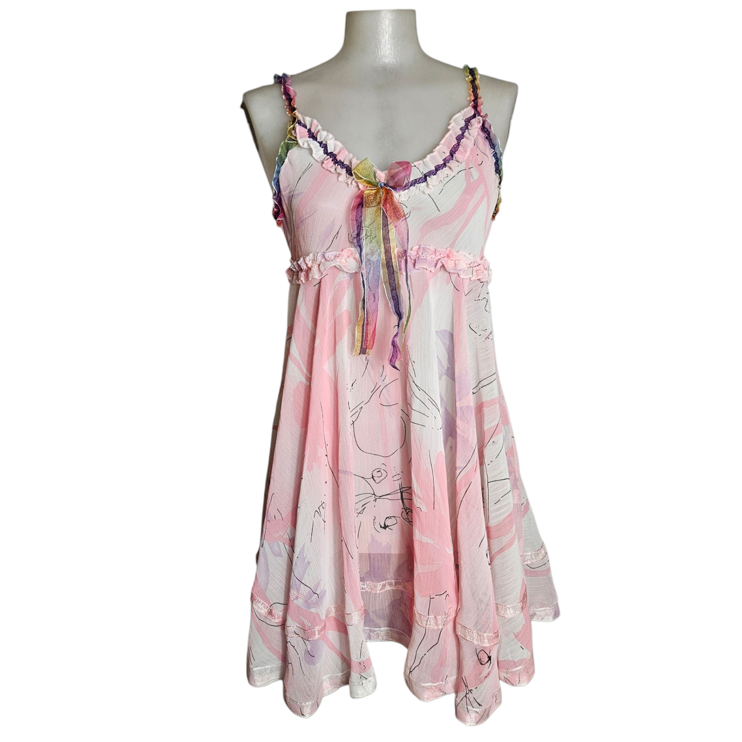 Robe babydoll transparente en voile rose