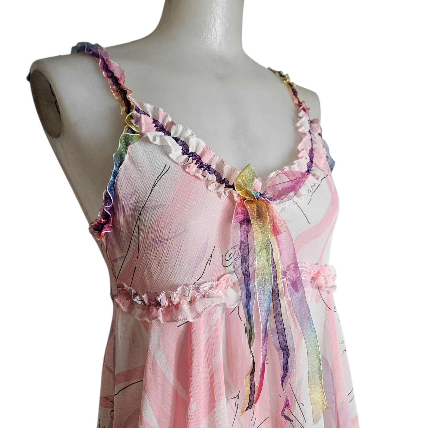 Robe babydoll transparente en voile rose