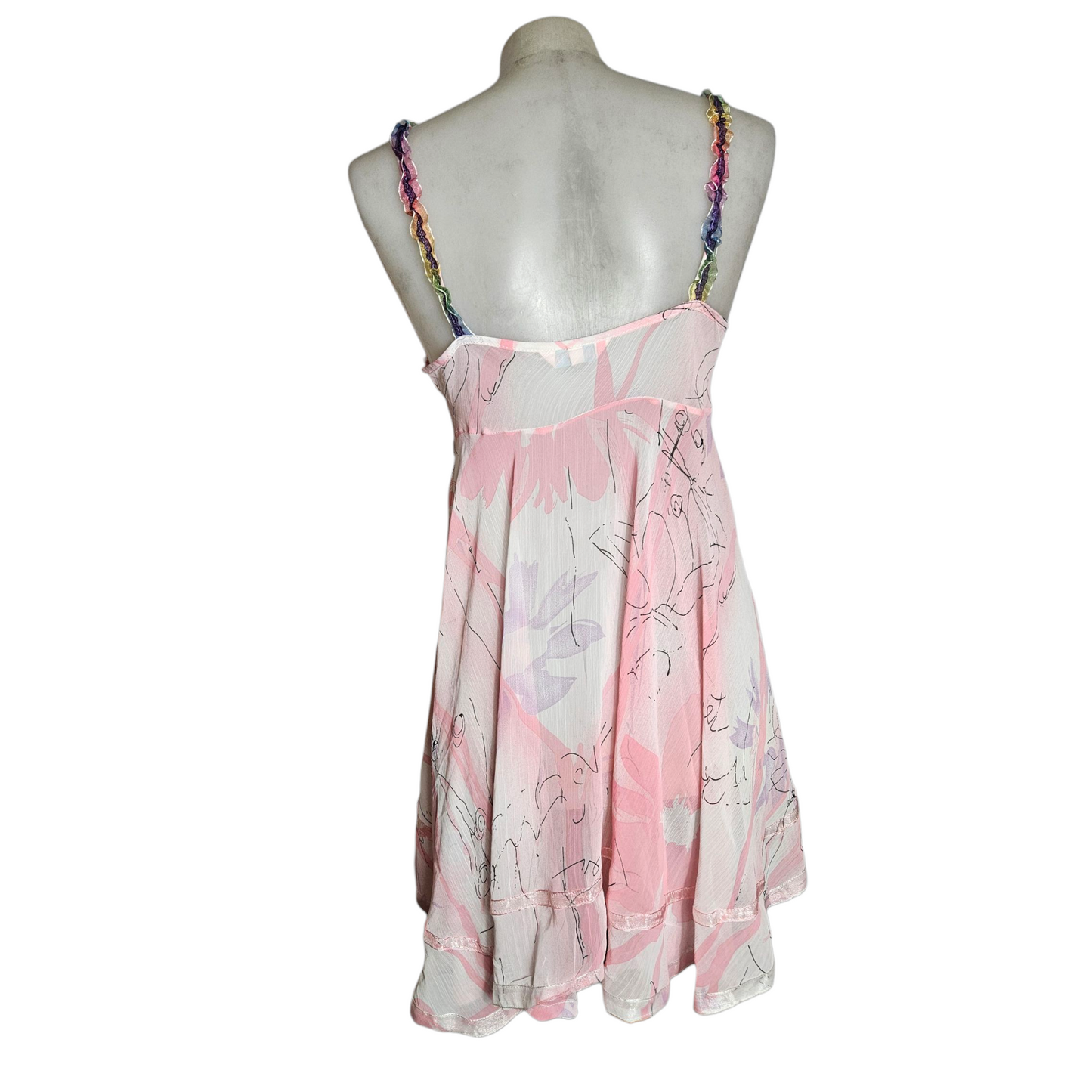 Robe babydoll transparente en voile rose