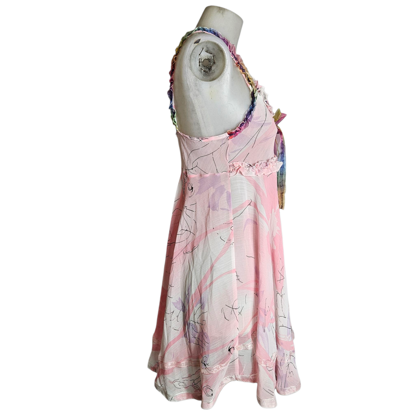 Robe babydoll transparente en voile rose