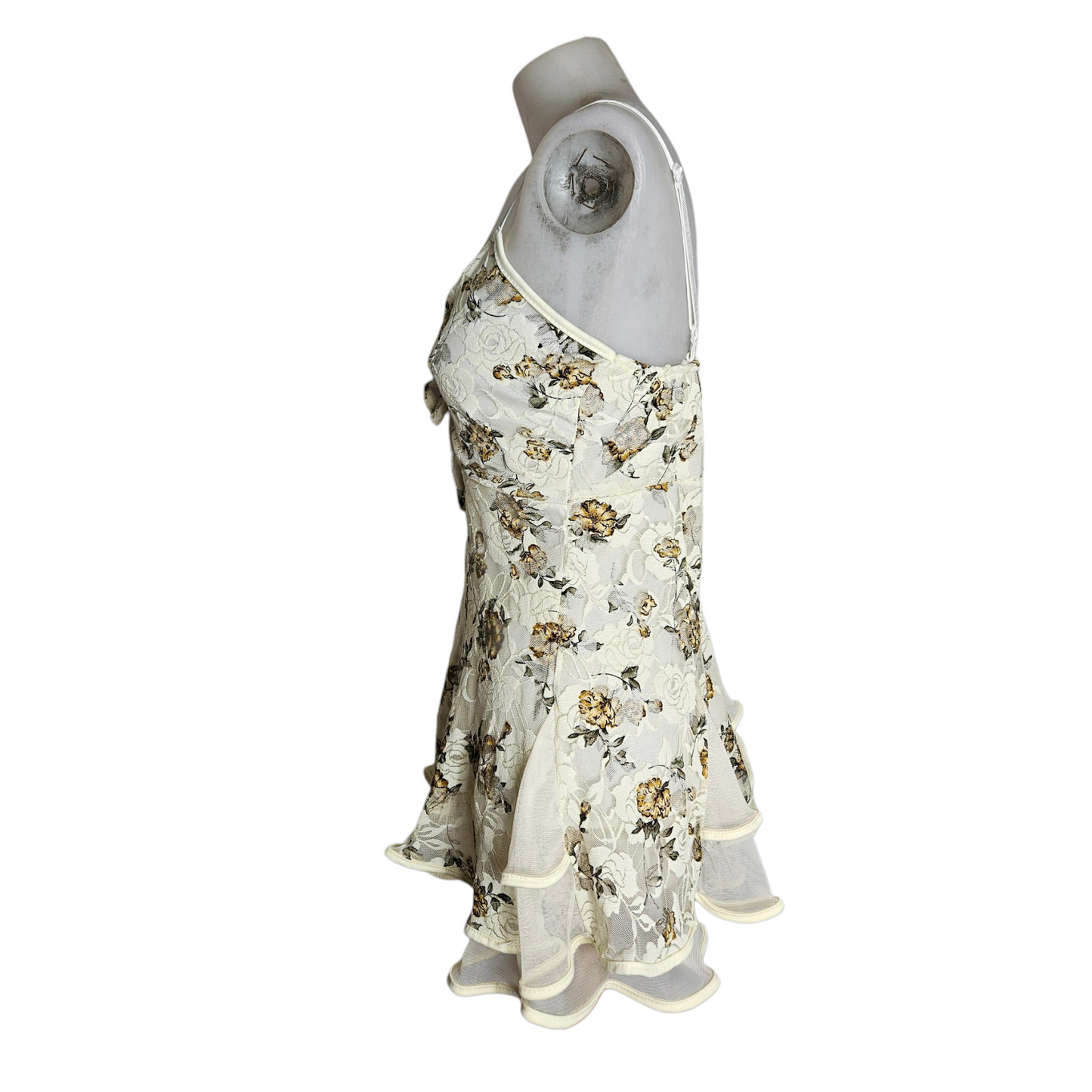 Tunique en voile et dentelle fleurie
