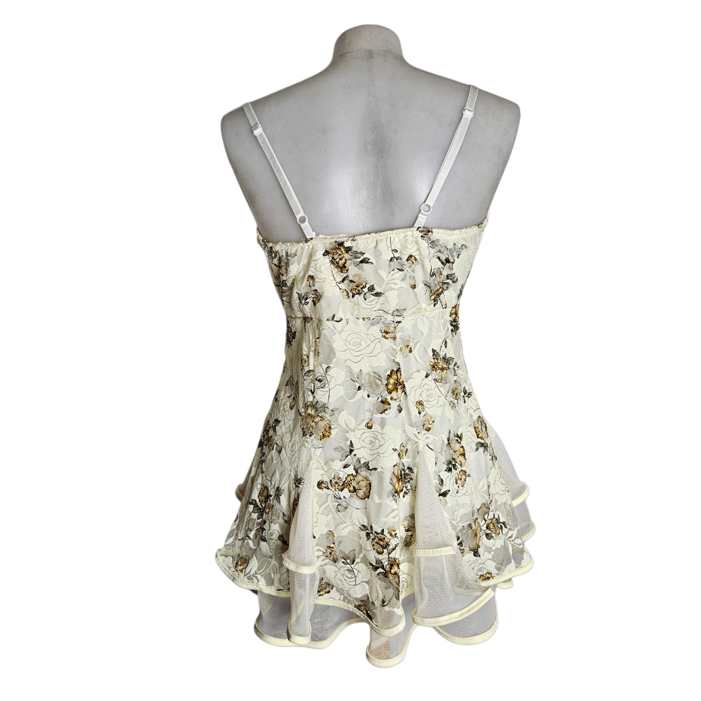 Tunique en voile et dentelle fleurie