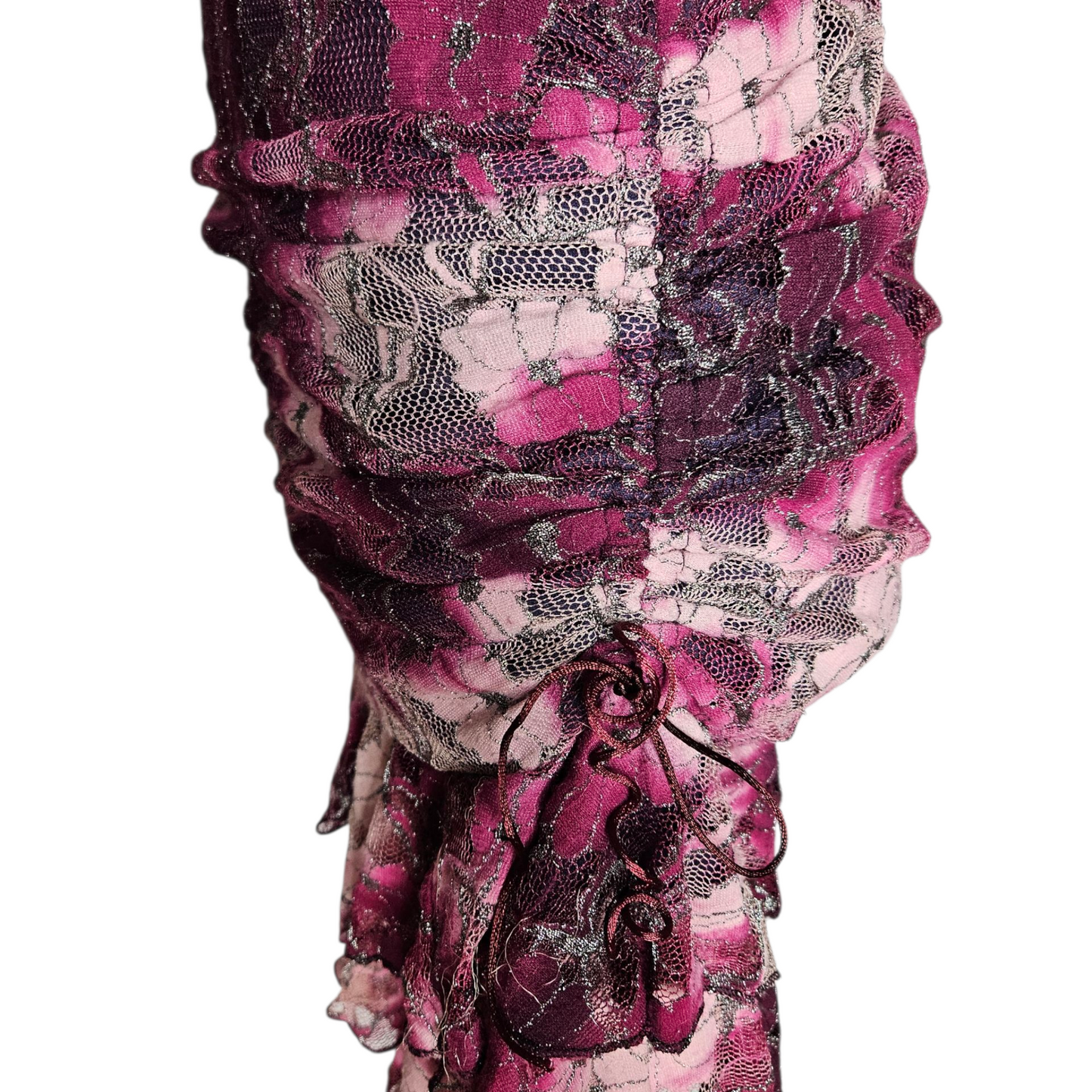 Robe strapless dentelle violette et rose