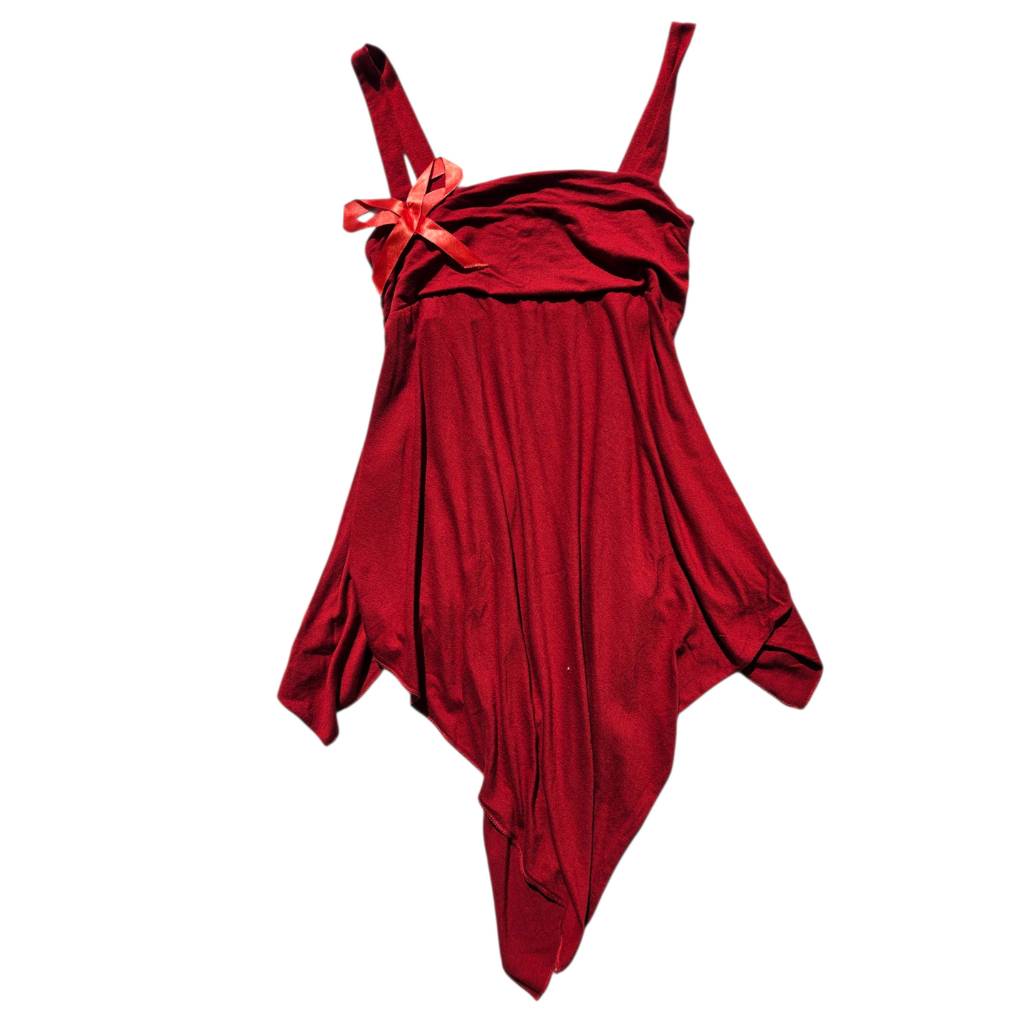 Haut asymétrique rouge détails noeud