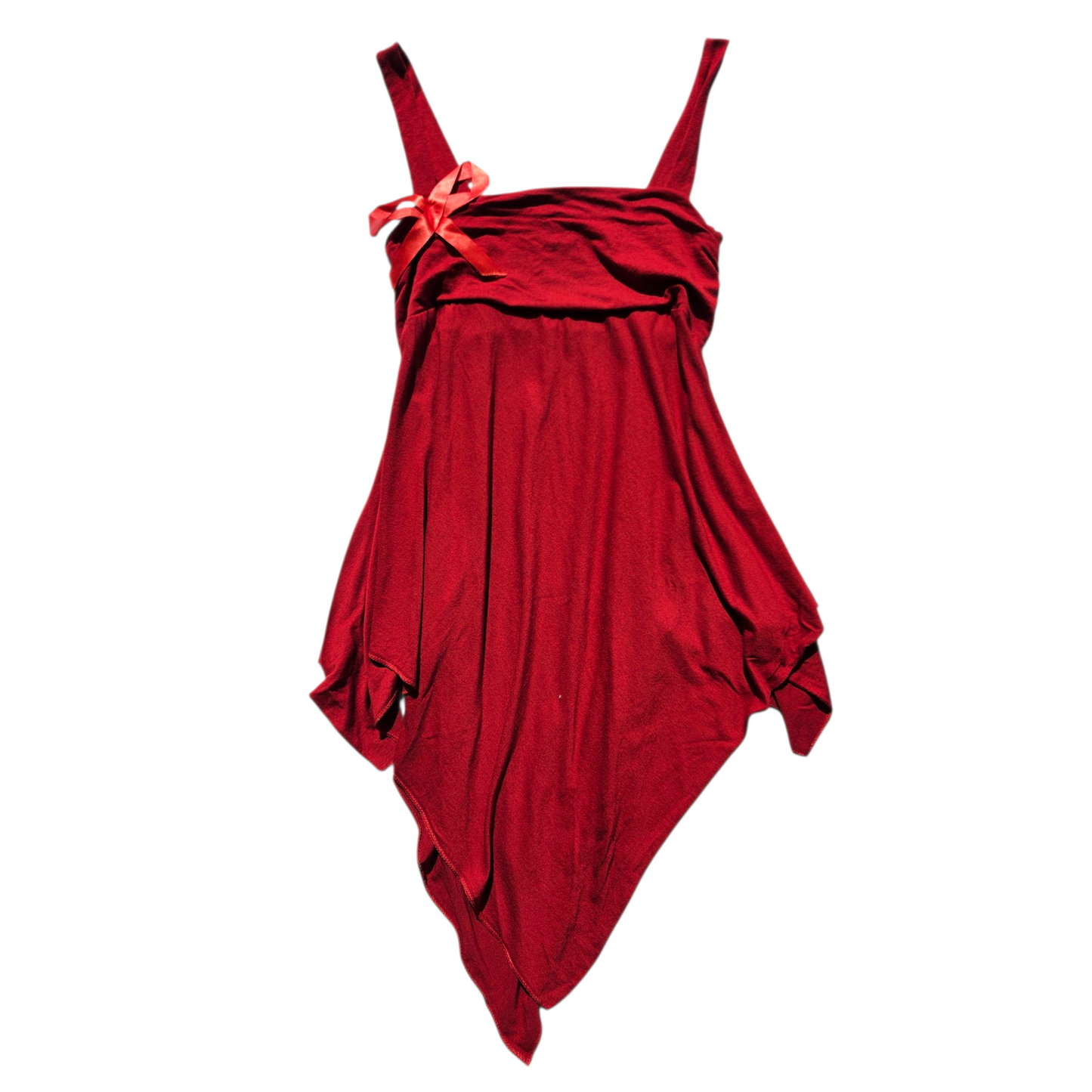 Haut asymétrique rouge détails noeud
