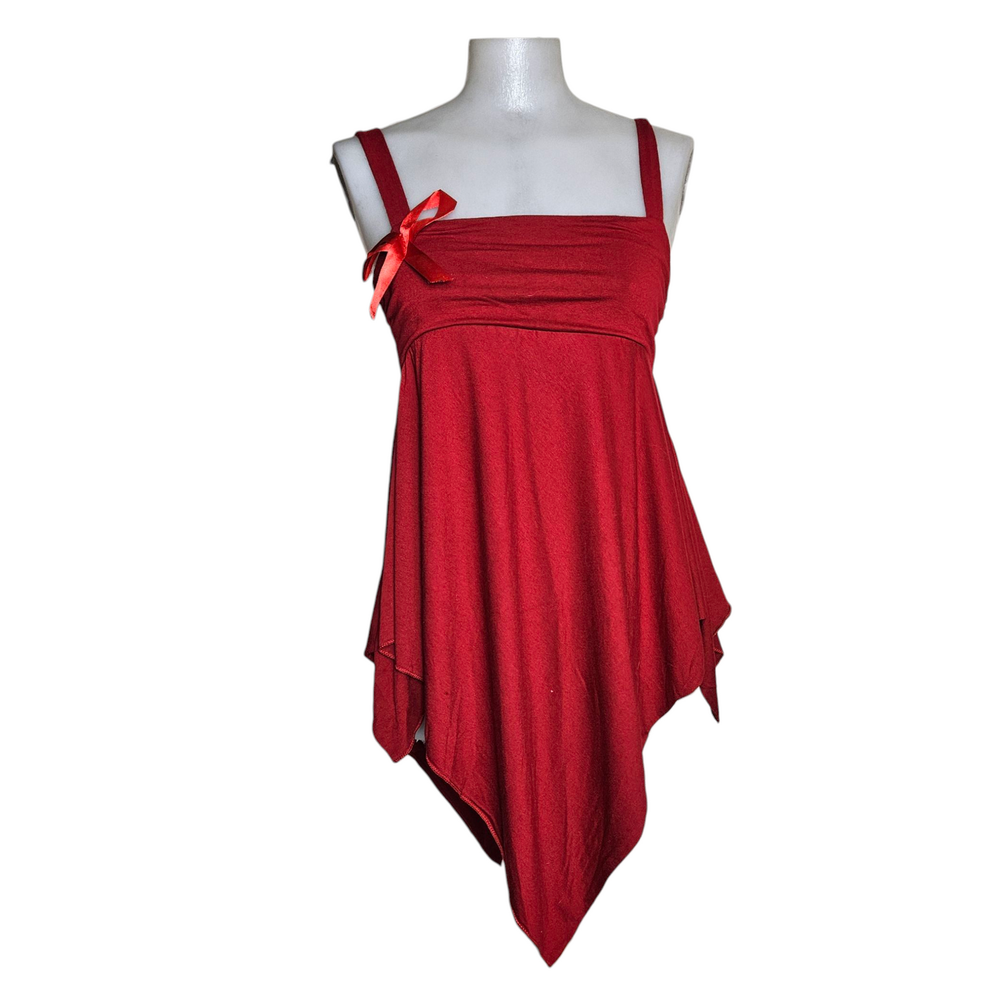 Haut asymétrique rouge détails noeud