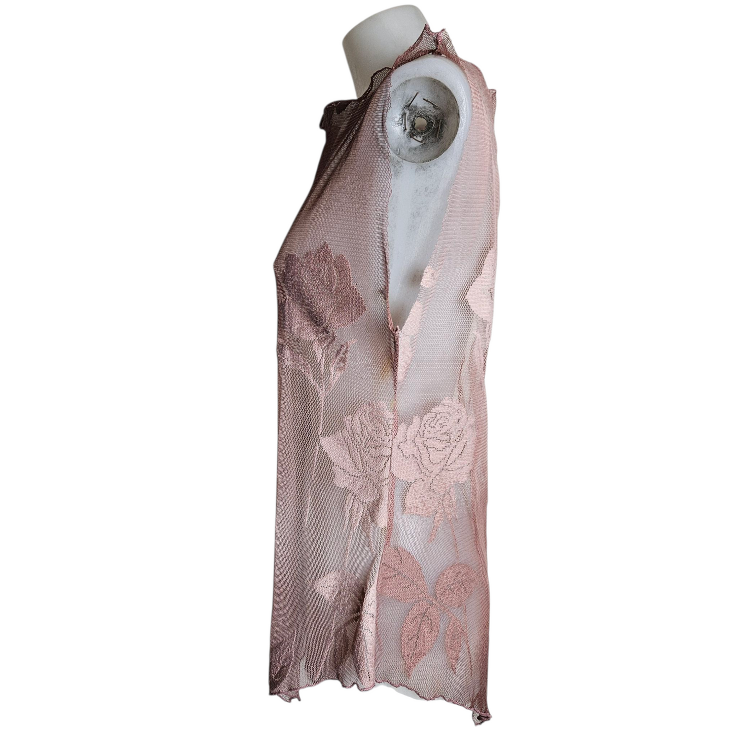 Haut en résille à motif floral