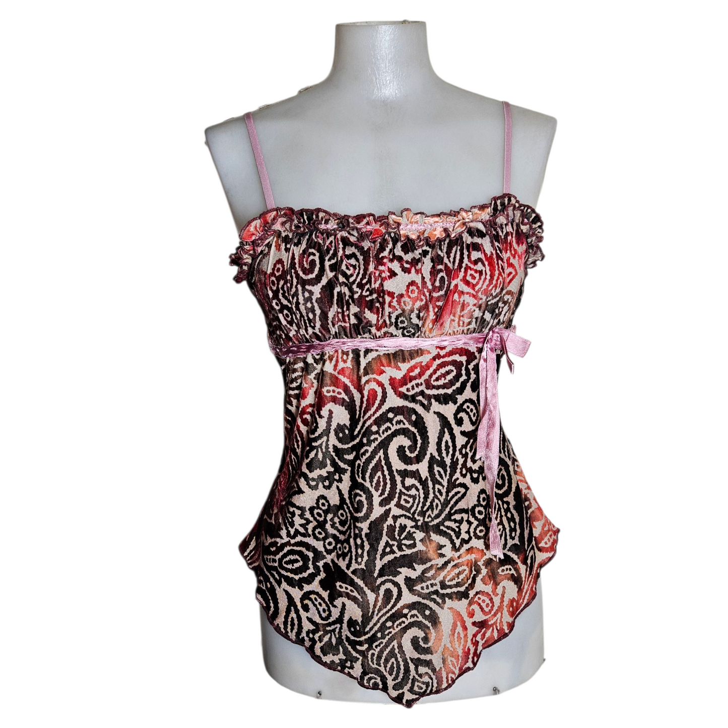 Asymmetrical arabesque top in short velvet