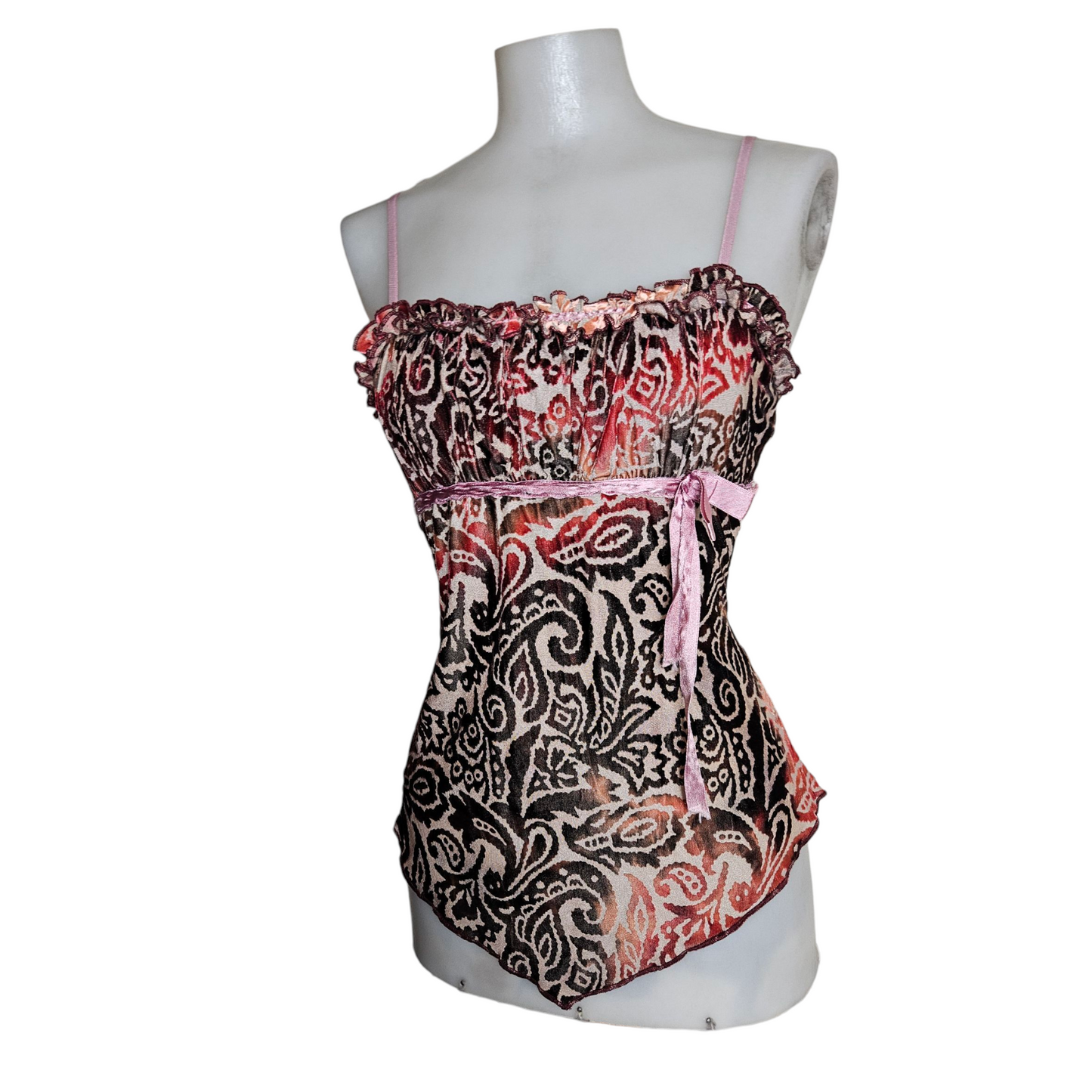 Asymmetrical arabesque top in short velvet