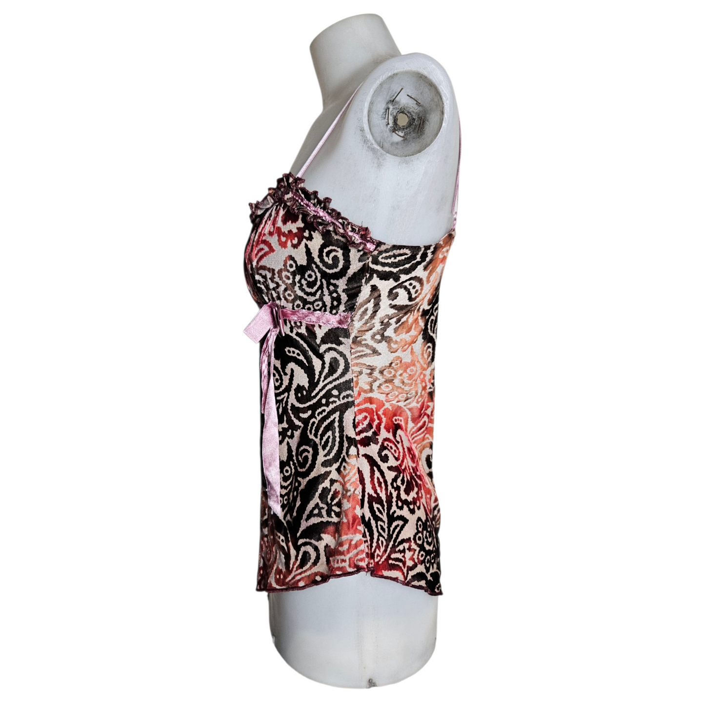 Asymmetrical arabesque top in short velvet