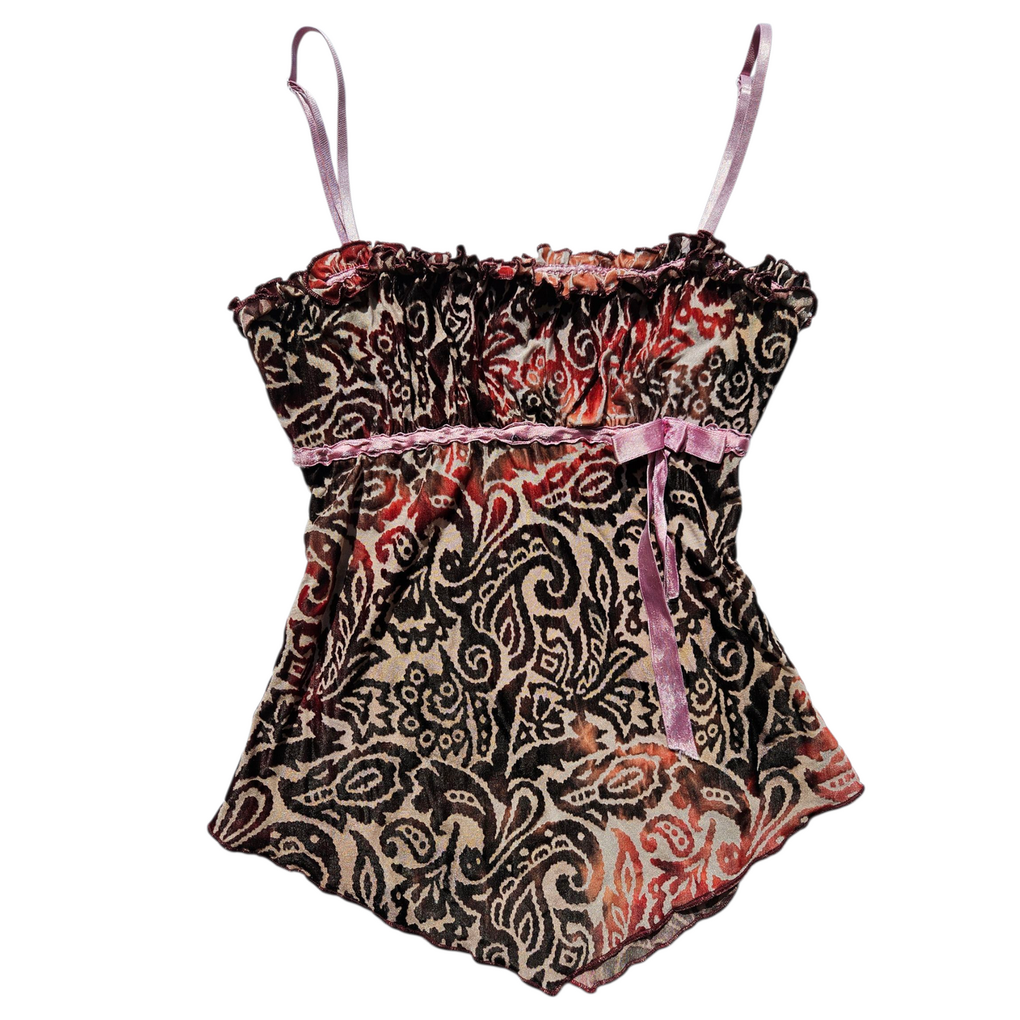 Asymmetrical arabesque top in short velvet