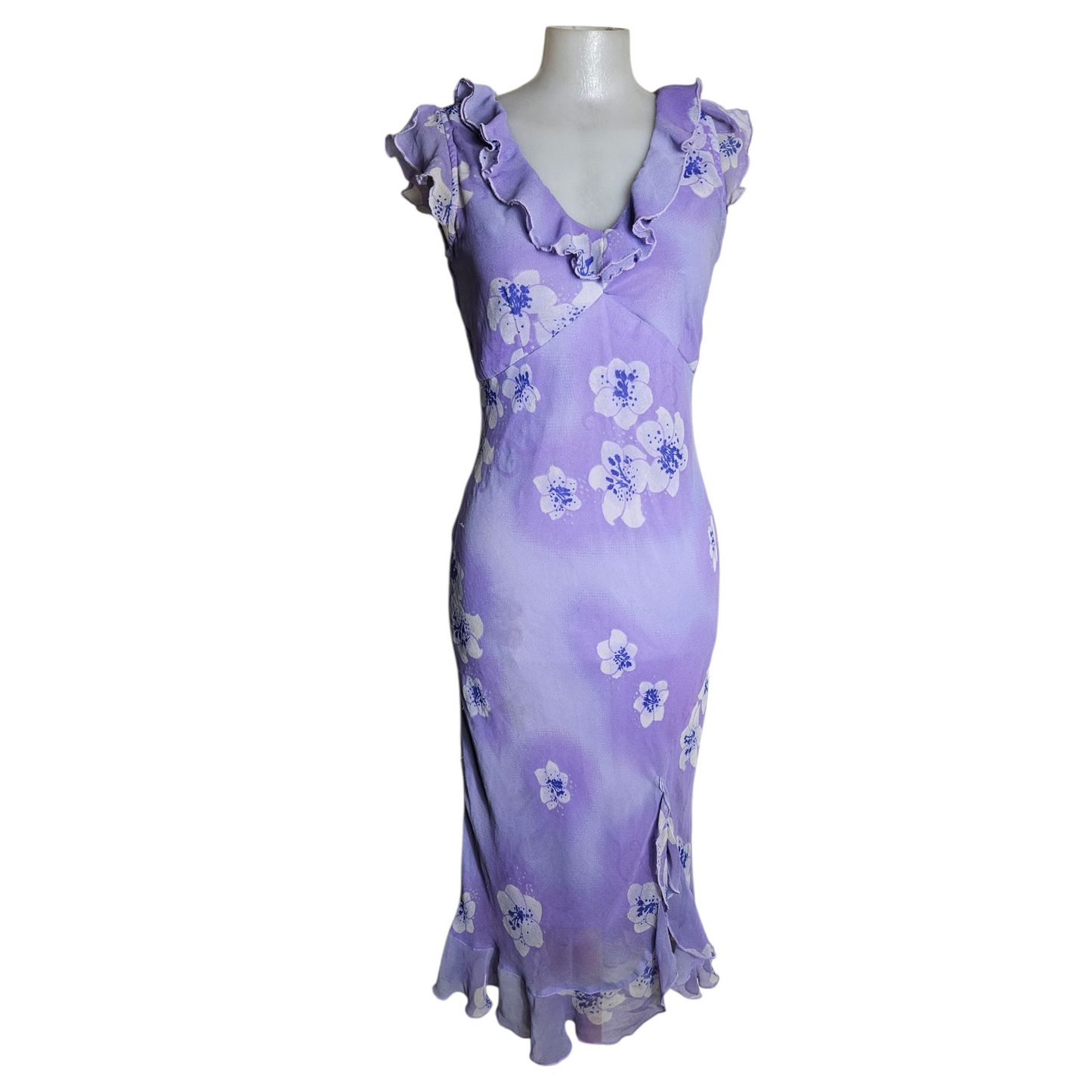 Lilac floral ruffle dress