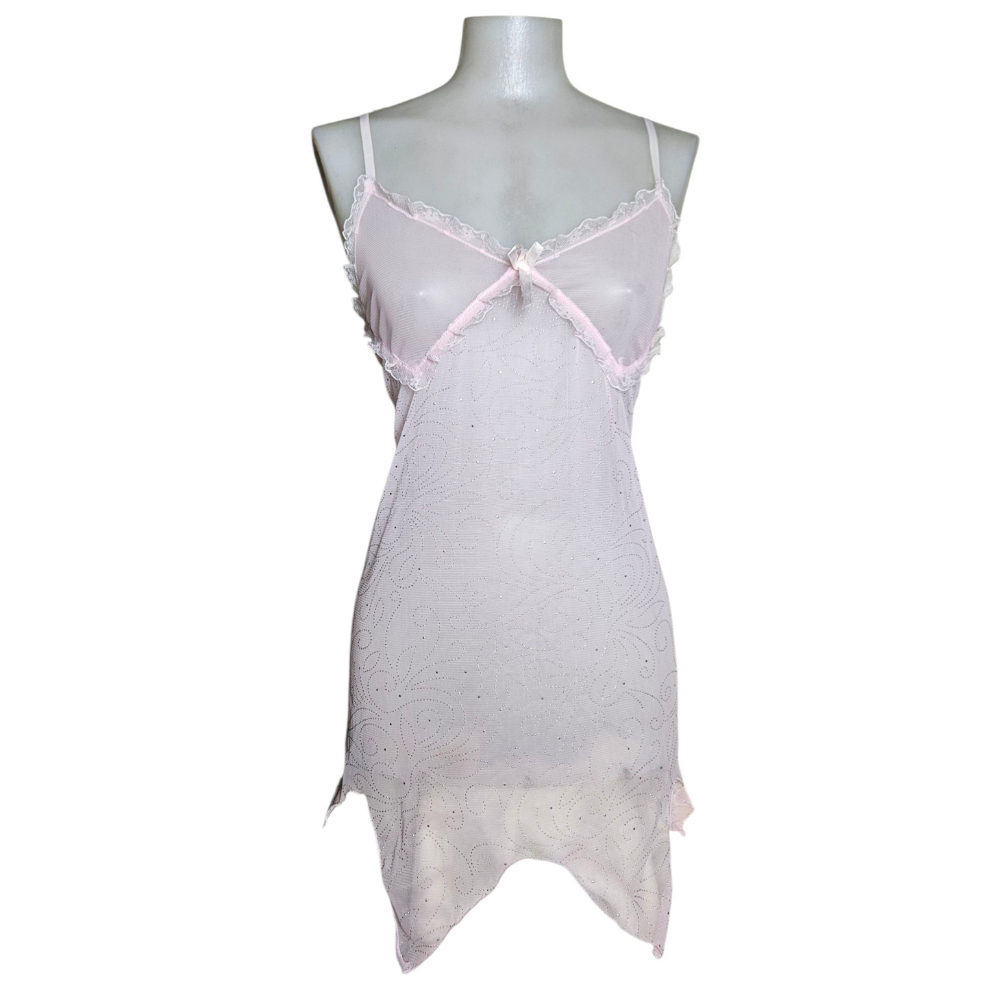 Haut en voile rose détails strass