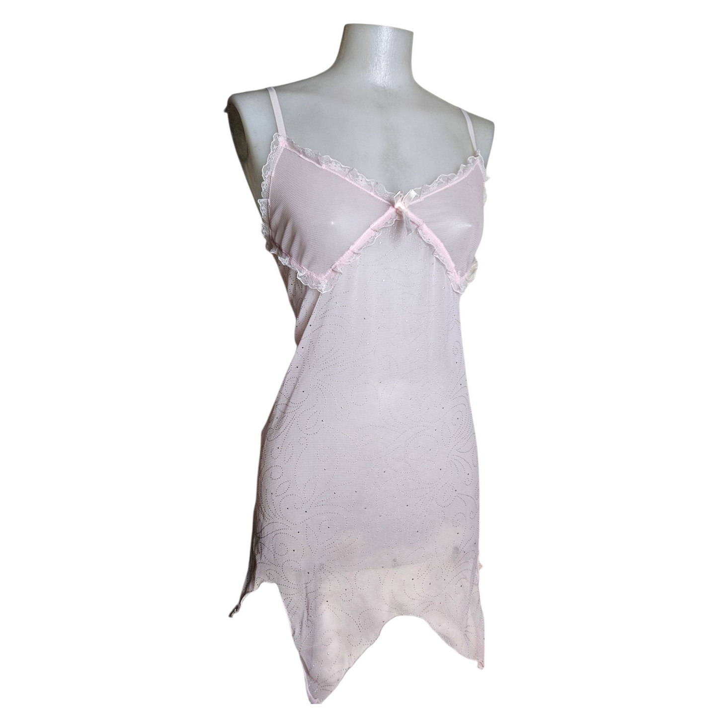 Haut en voile rose détails strass
