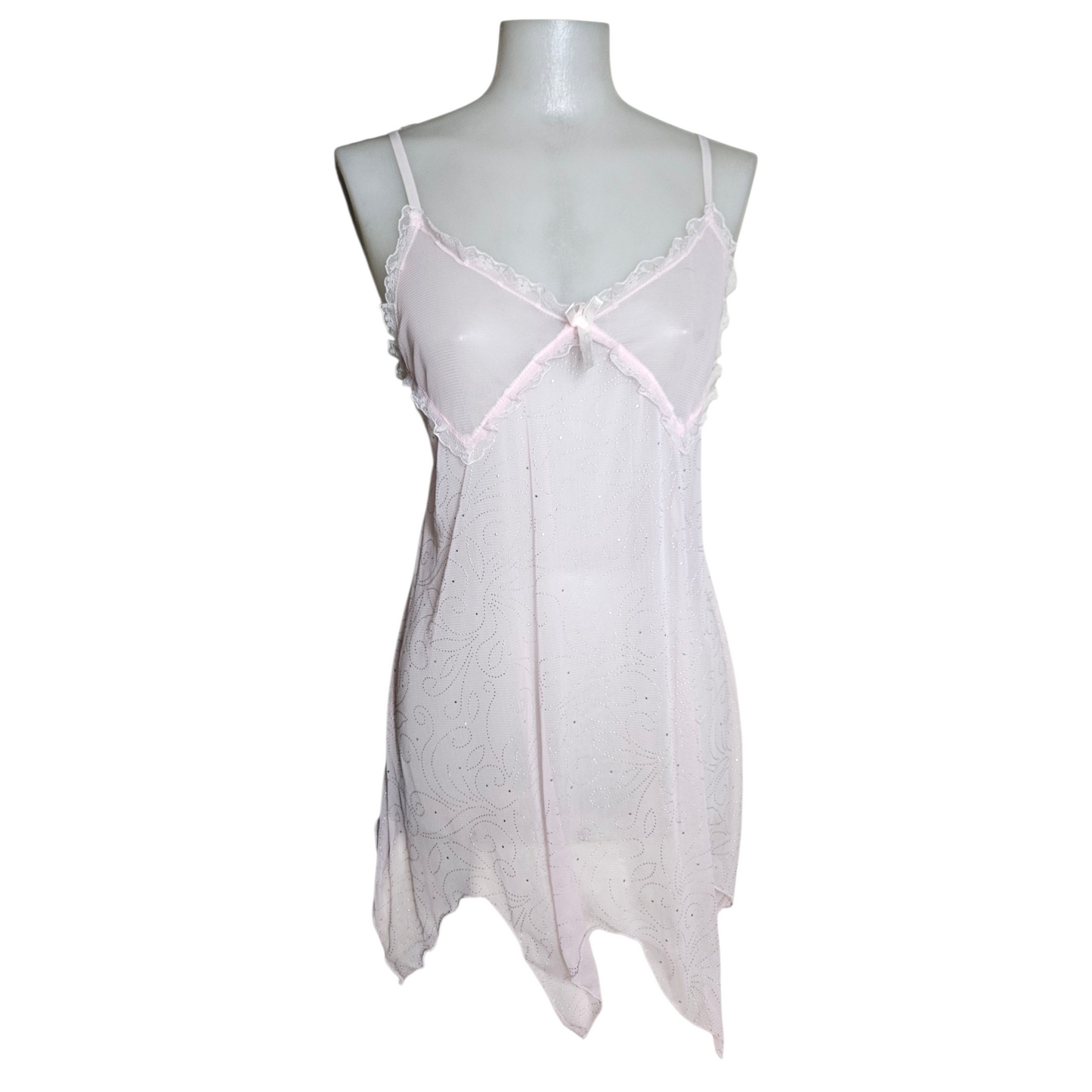 Haut en voile rose détails strass