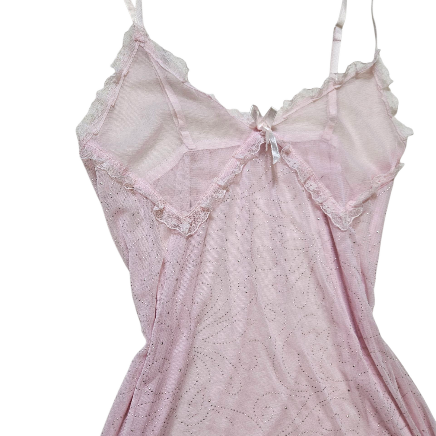 Haut en voile rose détails strass