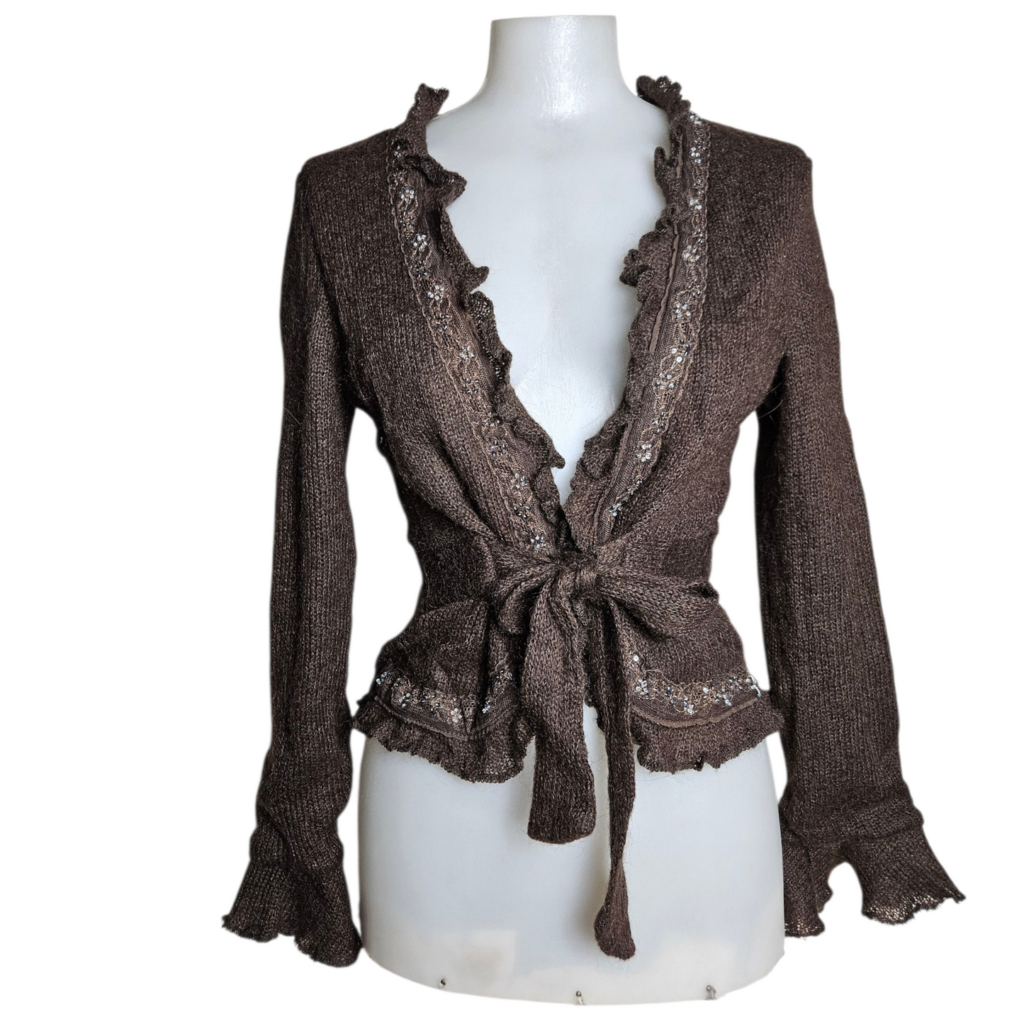 Wool cardigan with embroidered details