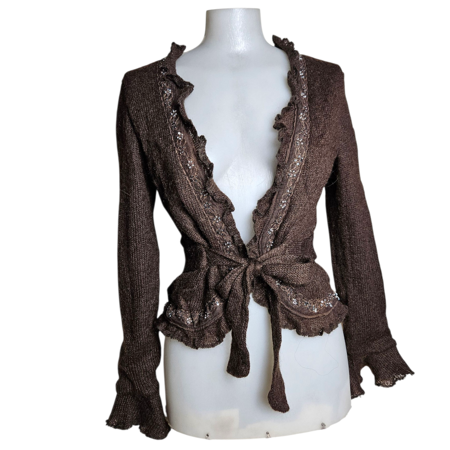 Wool cardigan with embroidered details