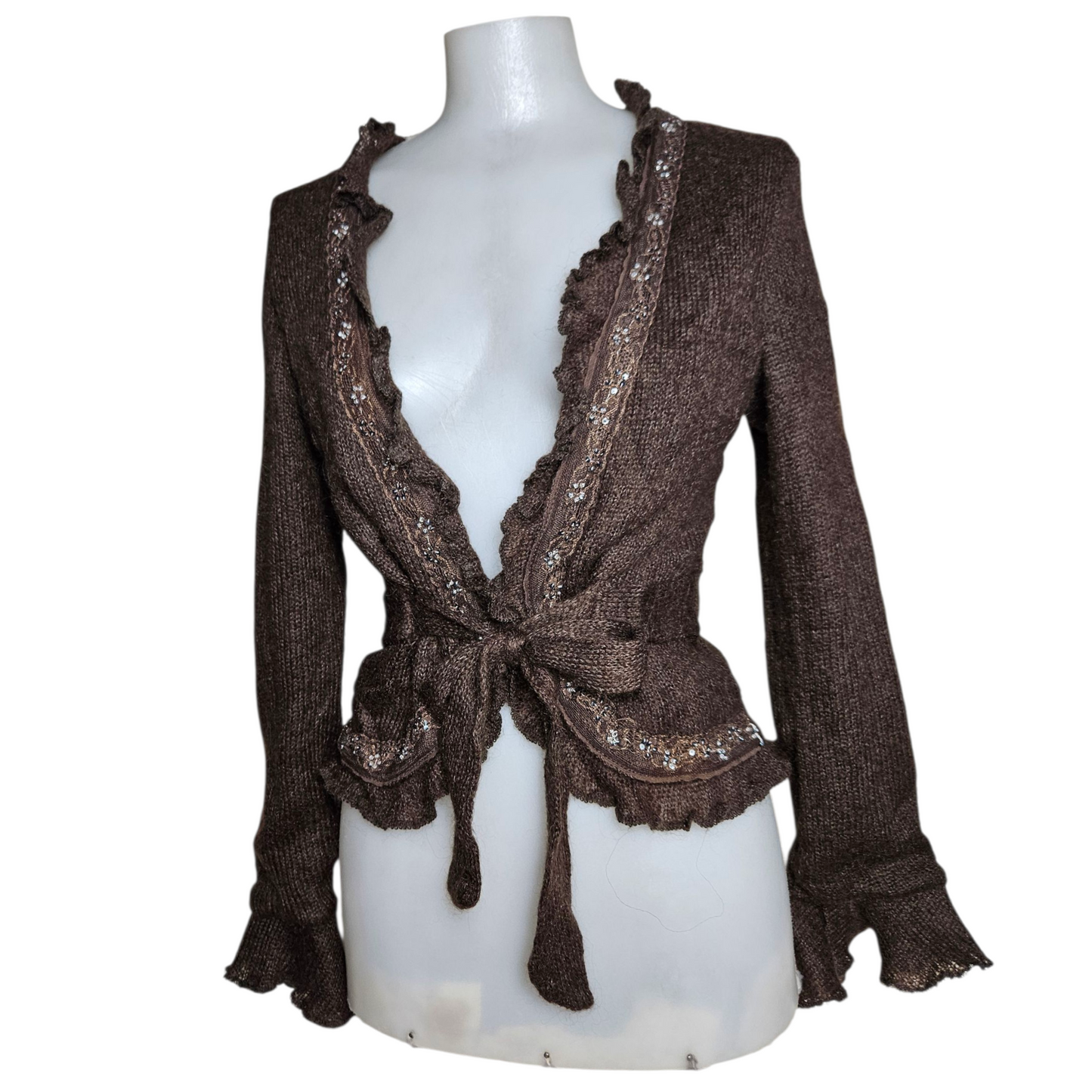 Wool cardigan with embroidered details