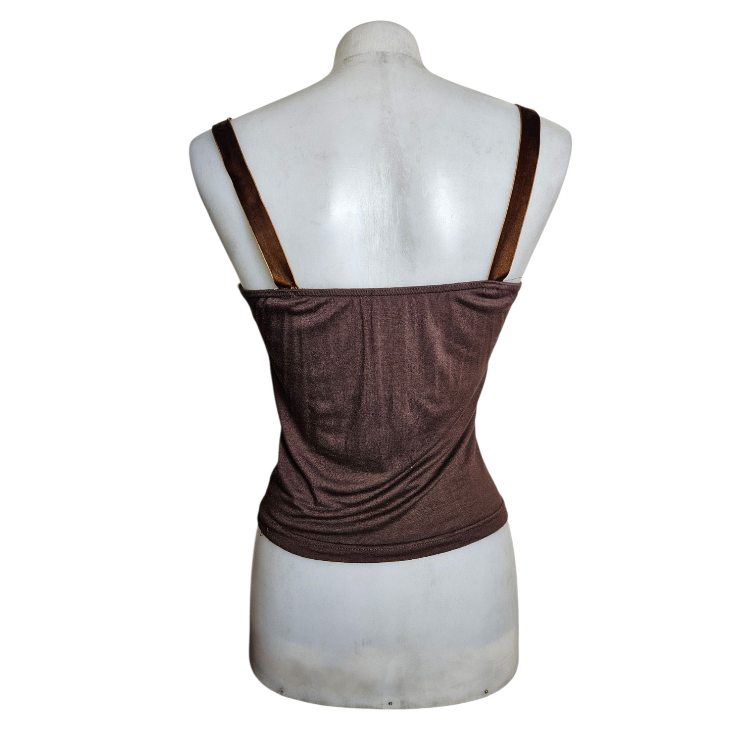 Haut esprit corset en velours ras et dentelle