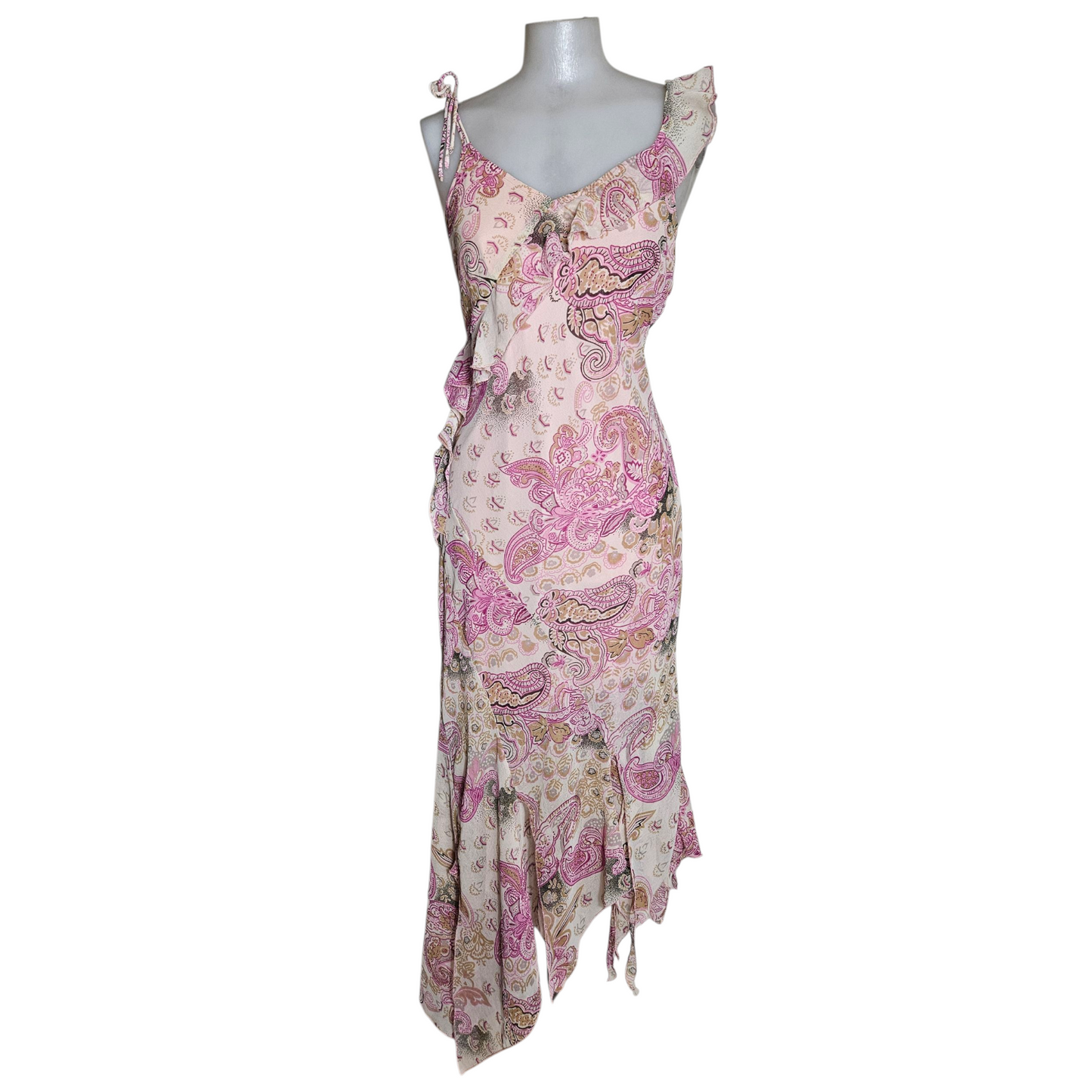 Asymmetrical floral ruffle dress