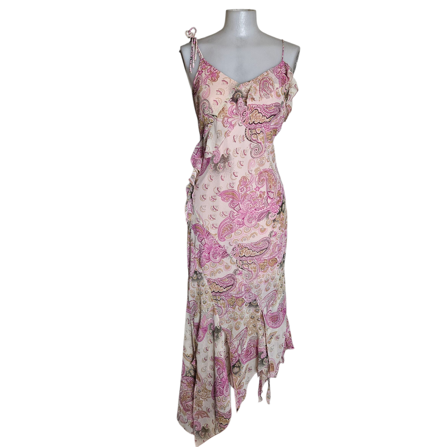 Asymmetrical floral ruffle dress