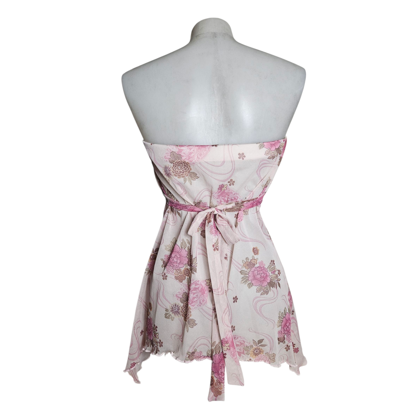 Strapless floral voile top