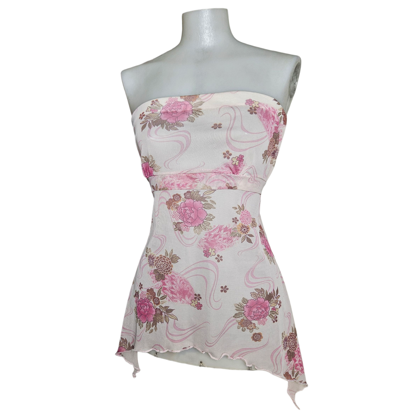 Strapless floral voile top