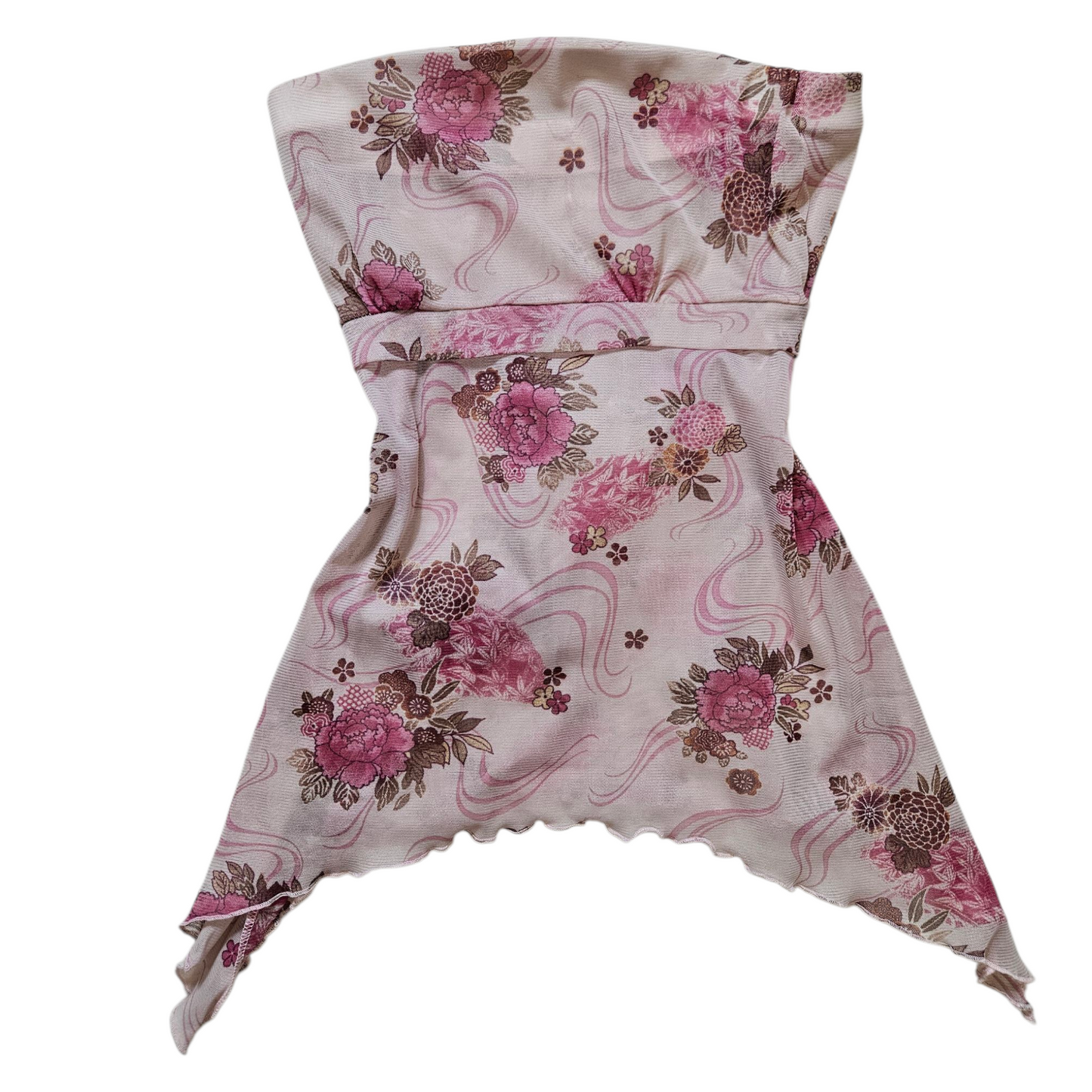 Strapless floral voile top