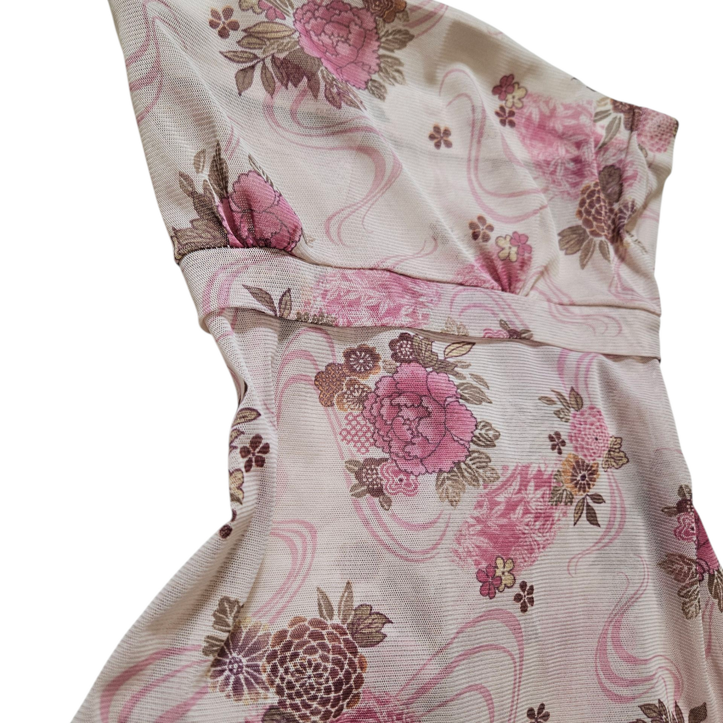 Strapless floral voile top