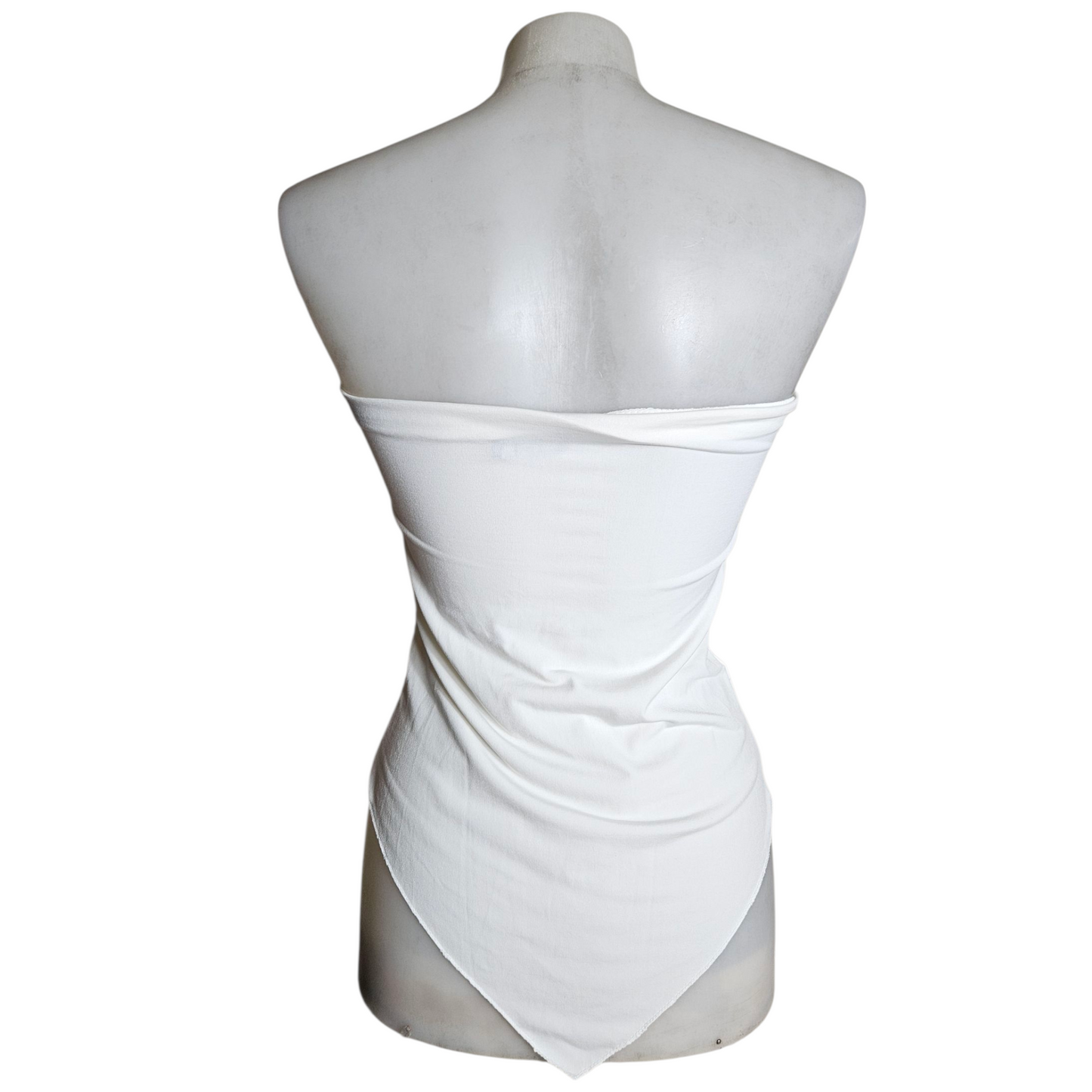 Haut strapless blanc motif fleurs argentées