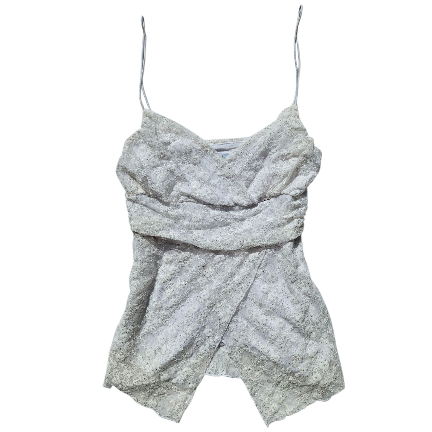 White asymmetrical sequin top