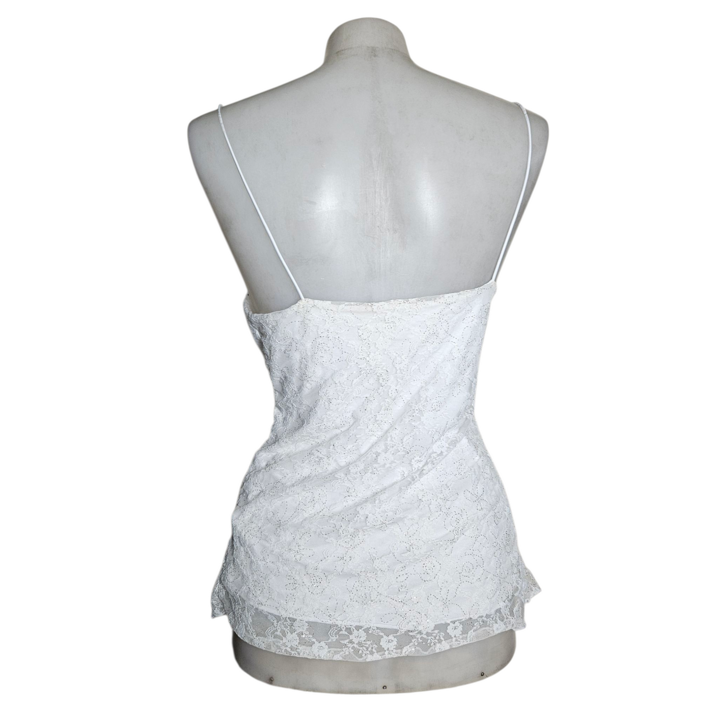 White asymmetrical sequin top