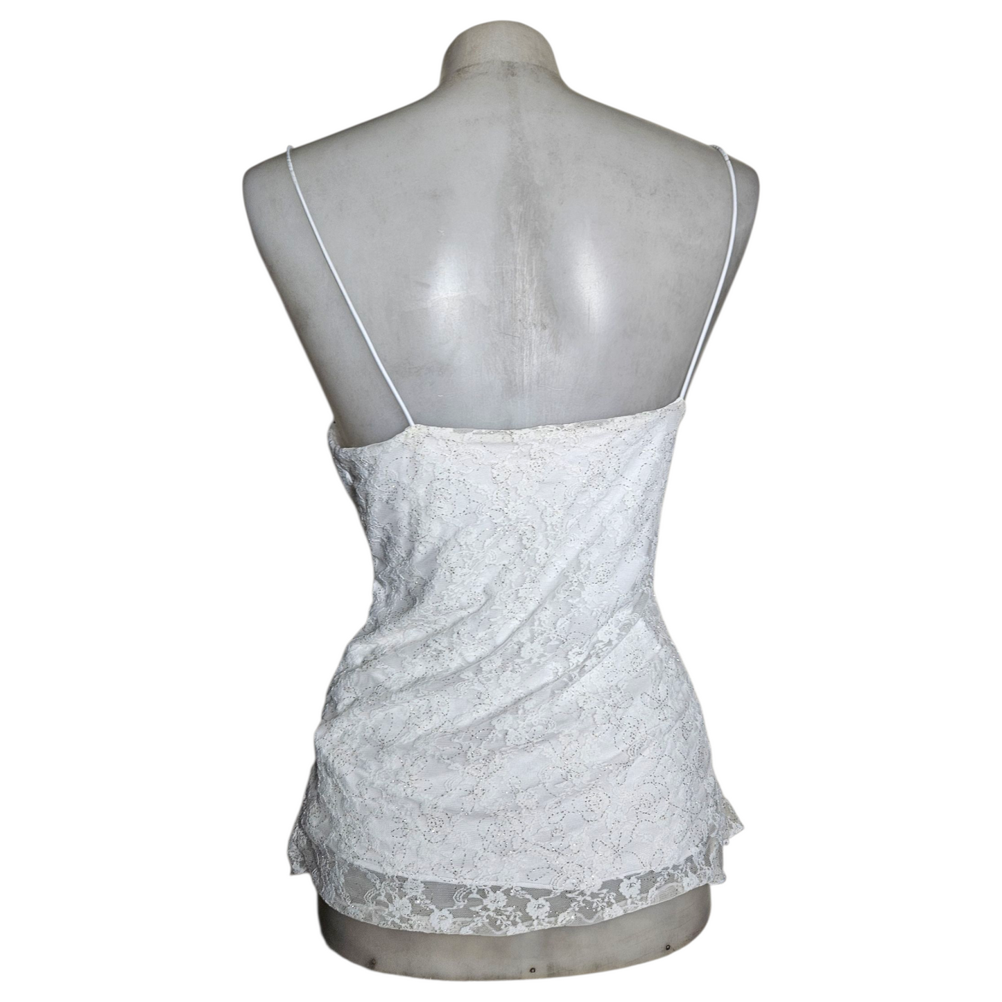 White asymmetrical sequin top