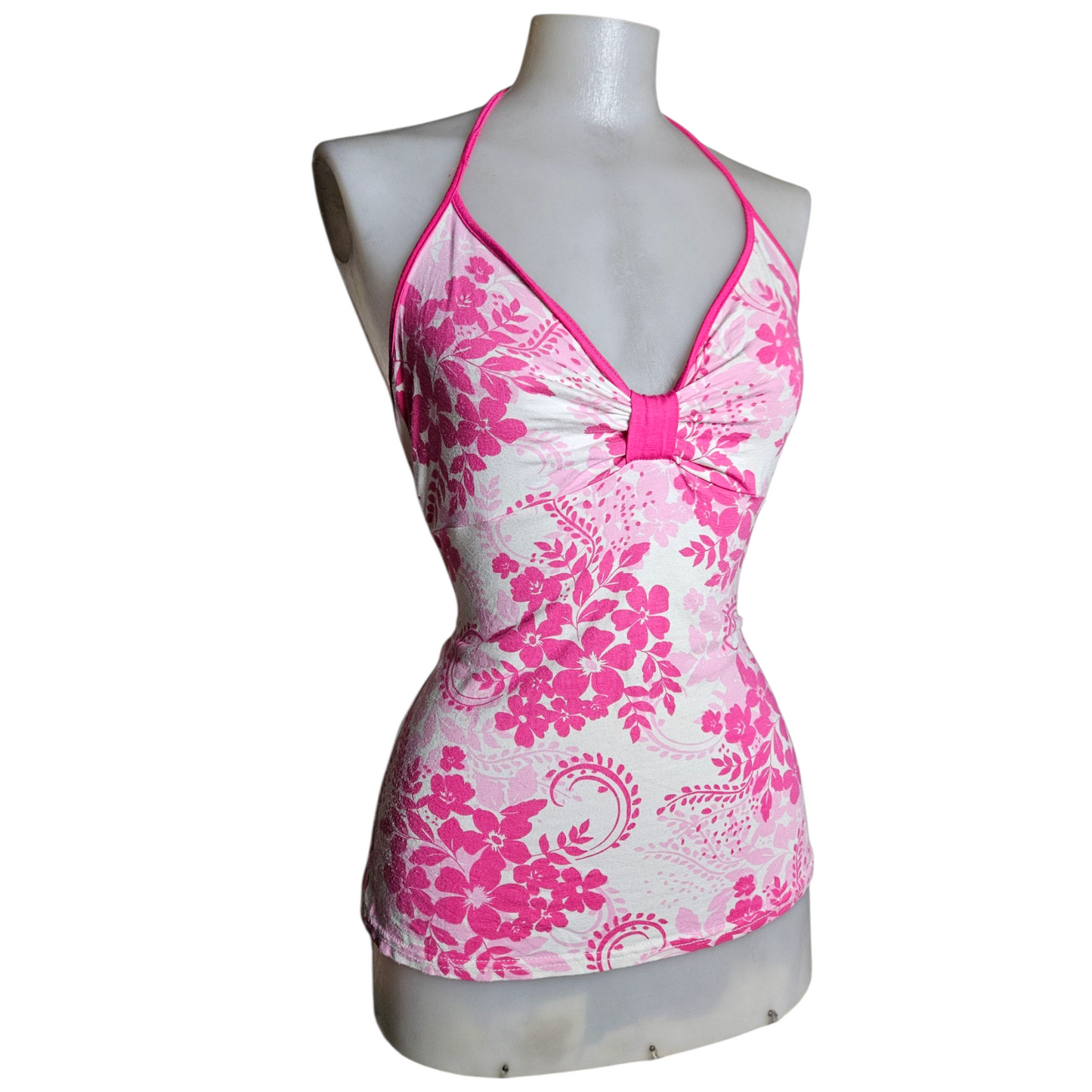 Dos nu floral rose et blanc