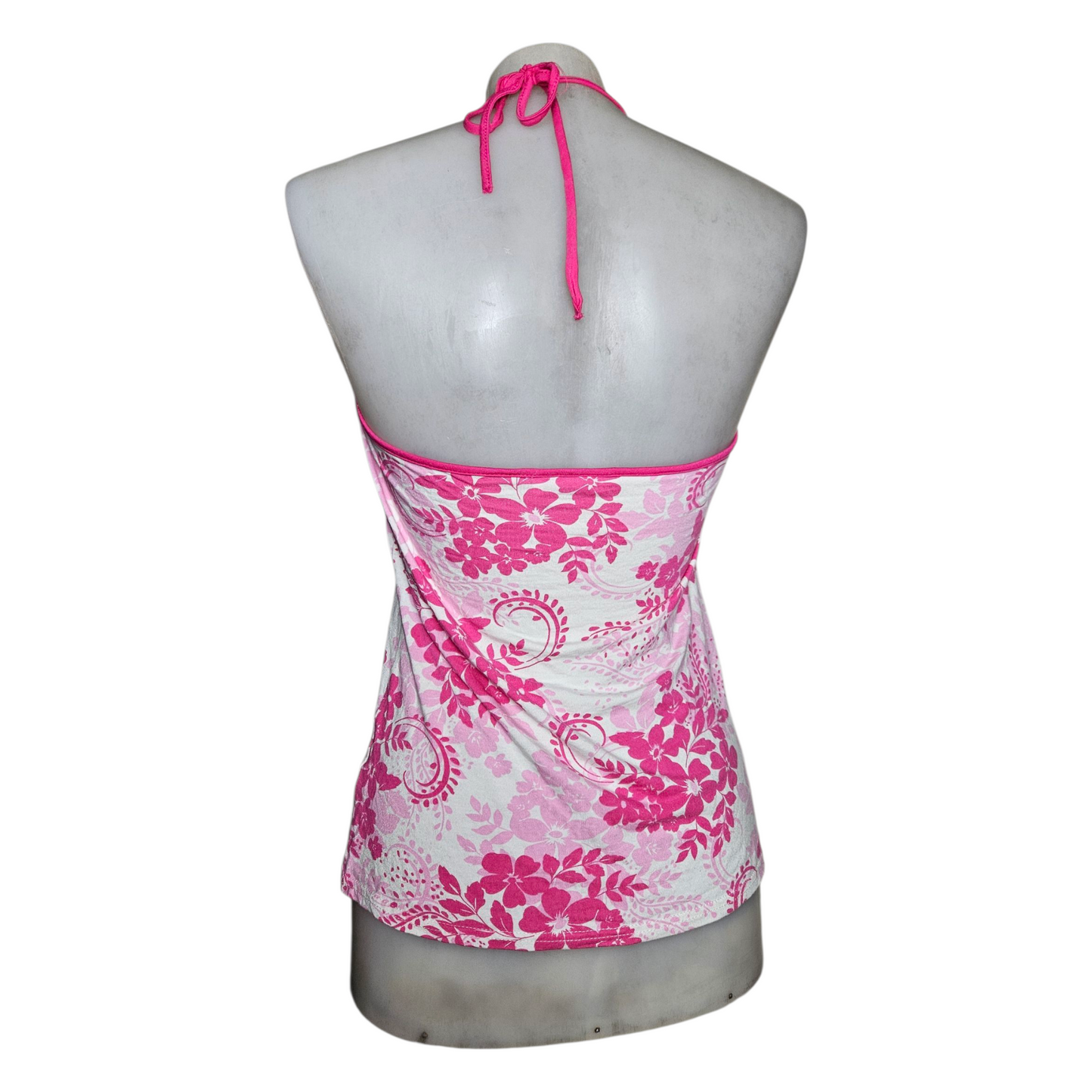 Dos nu floral rose et blanc