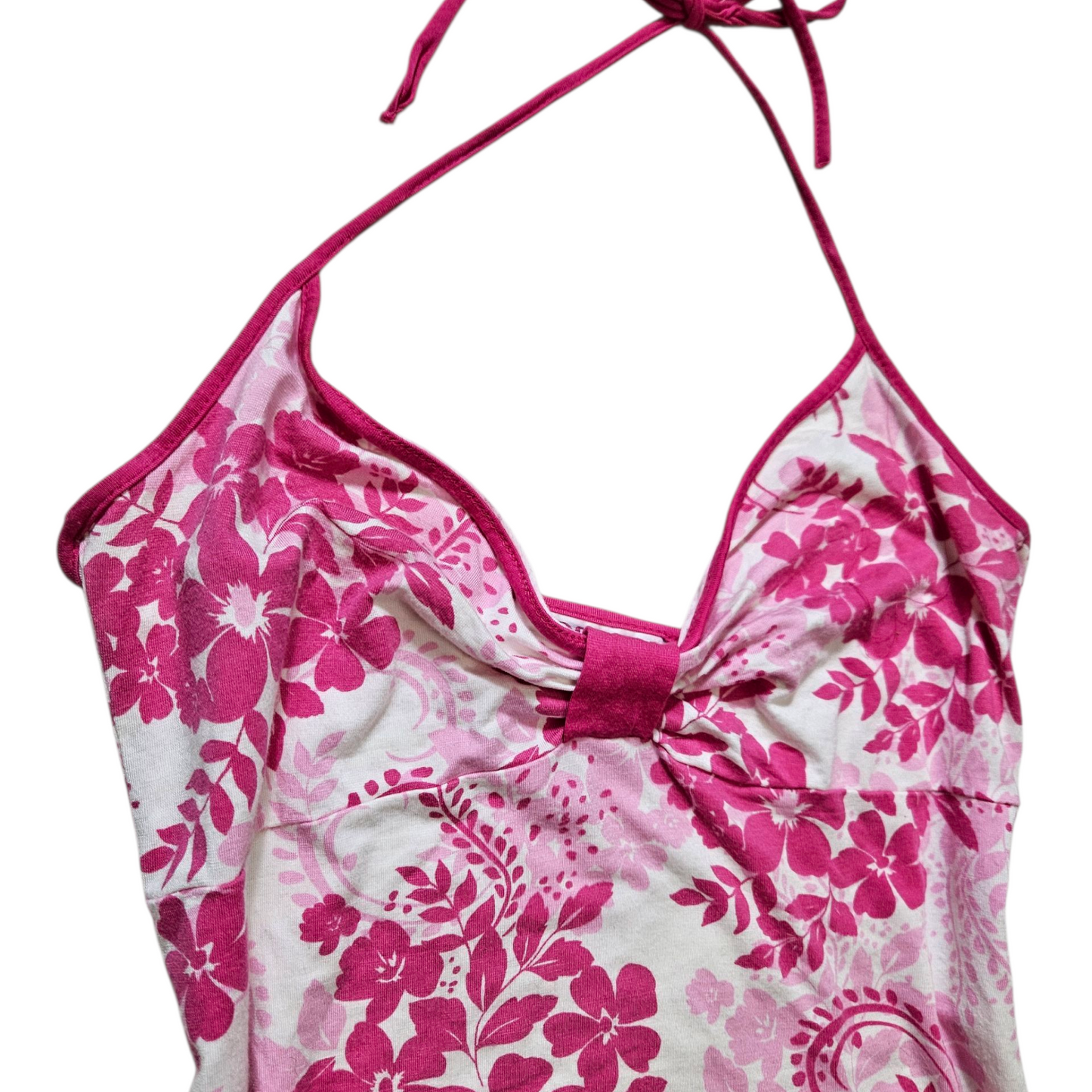Dos nu floral rose et blanc