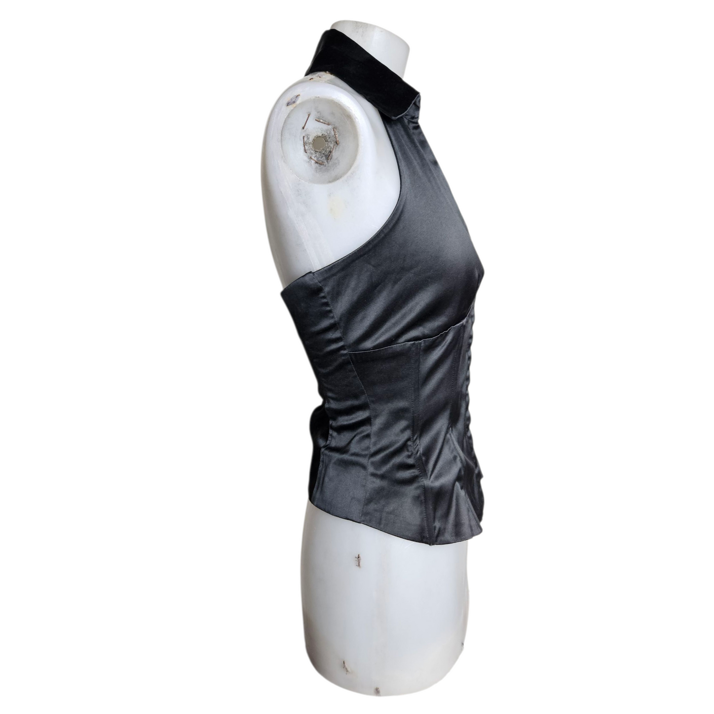 Satin open back with hook and eye closures