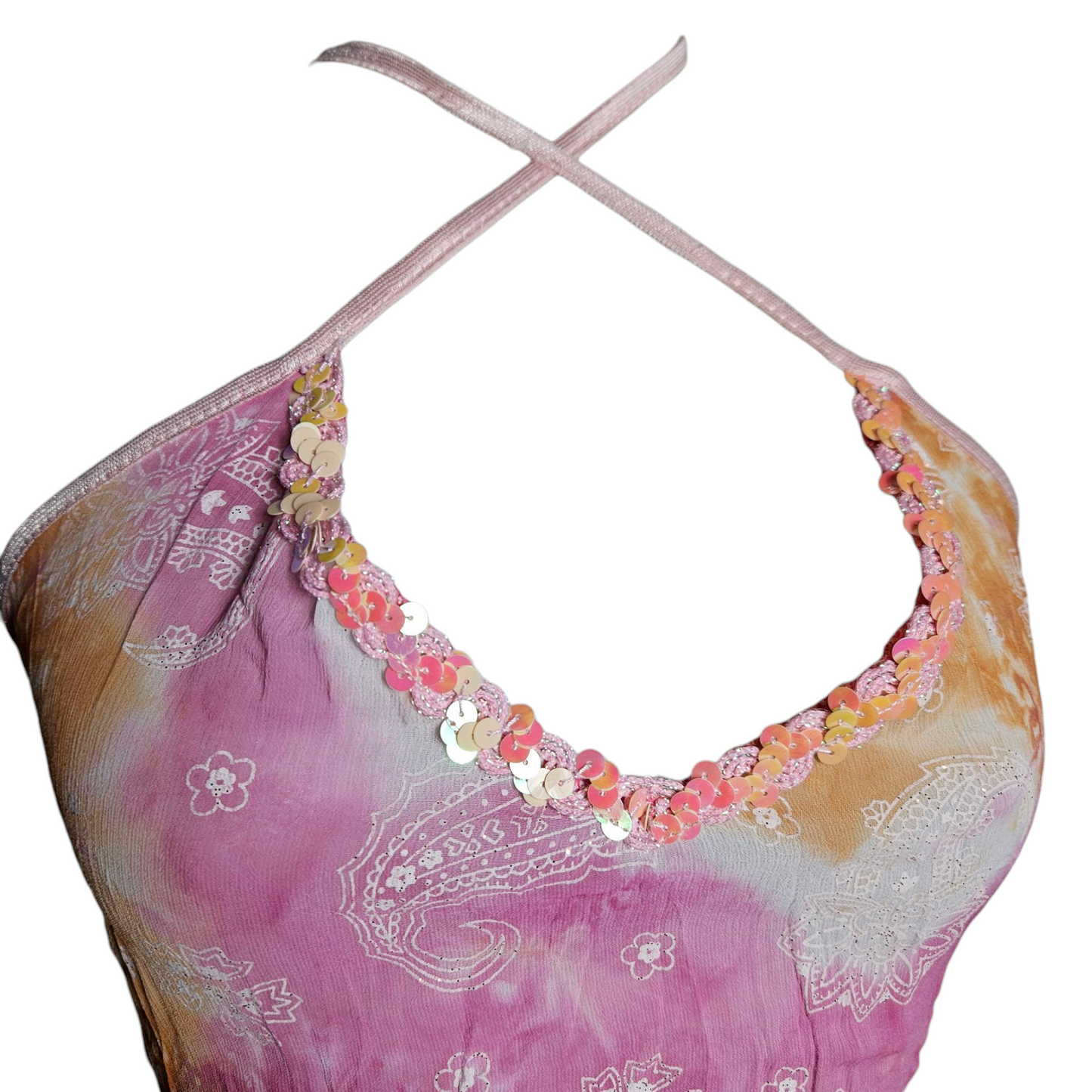 Pink and orange tie-dye voile top