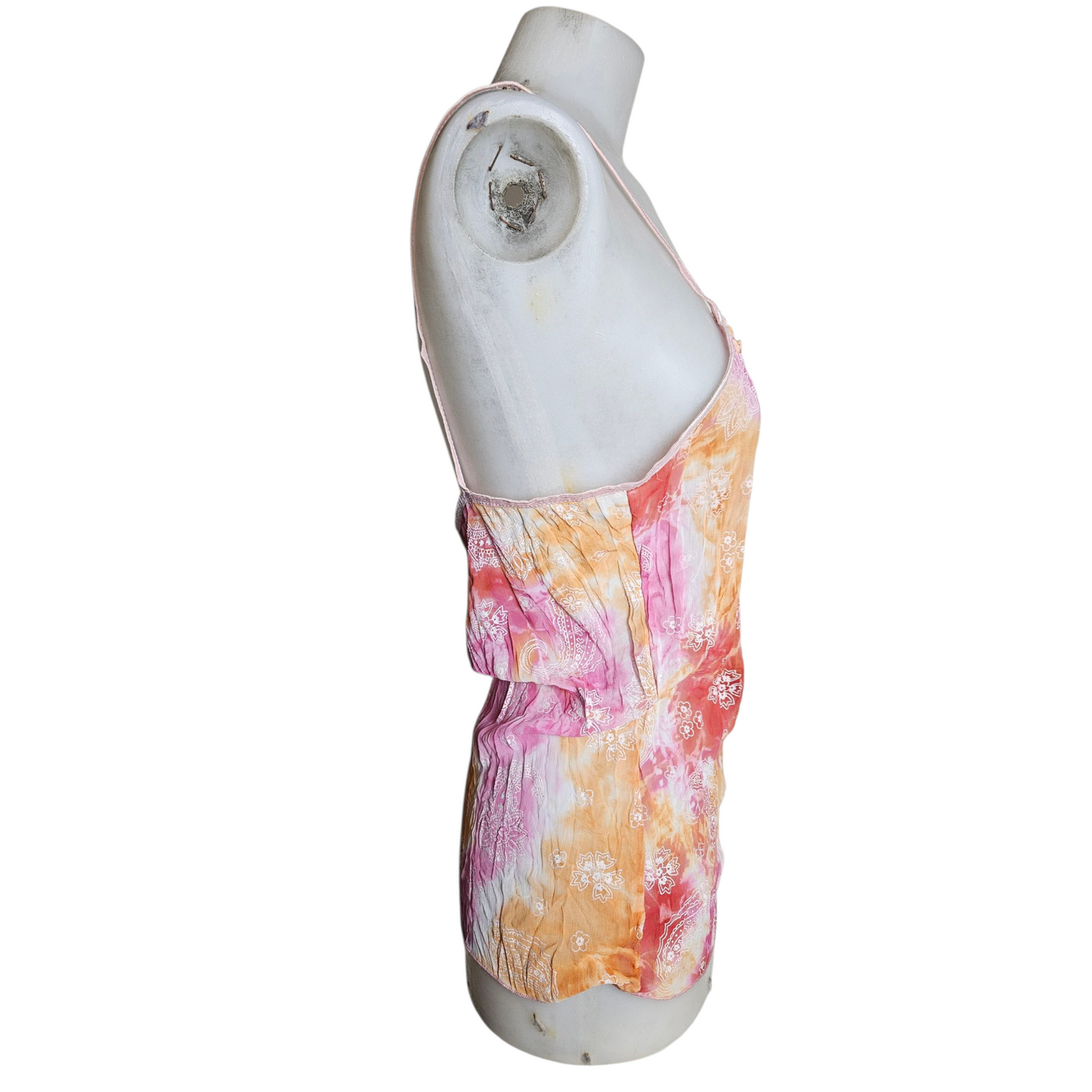 Pink and orange tie-dye voile top