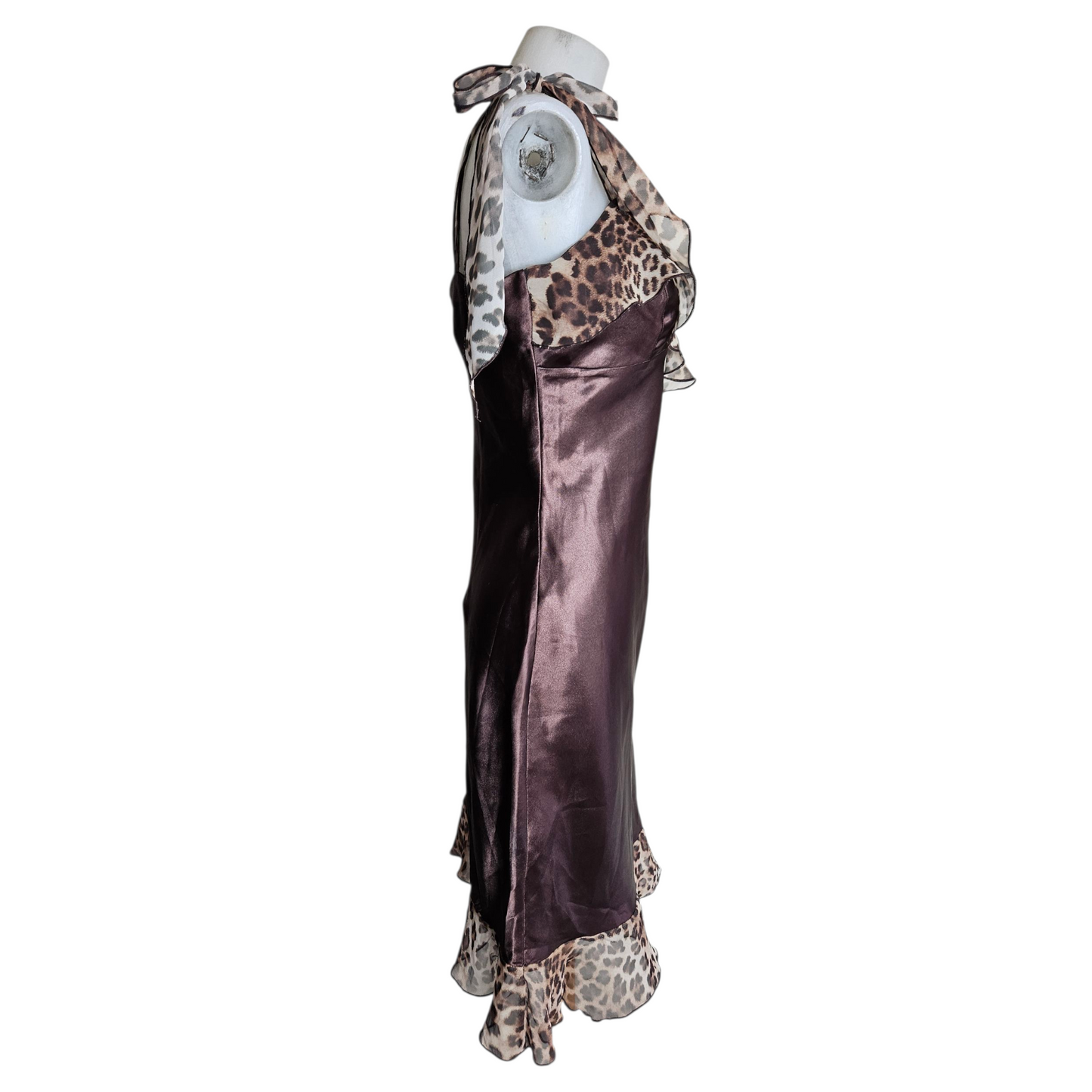 Leopard veil satin dress